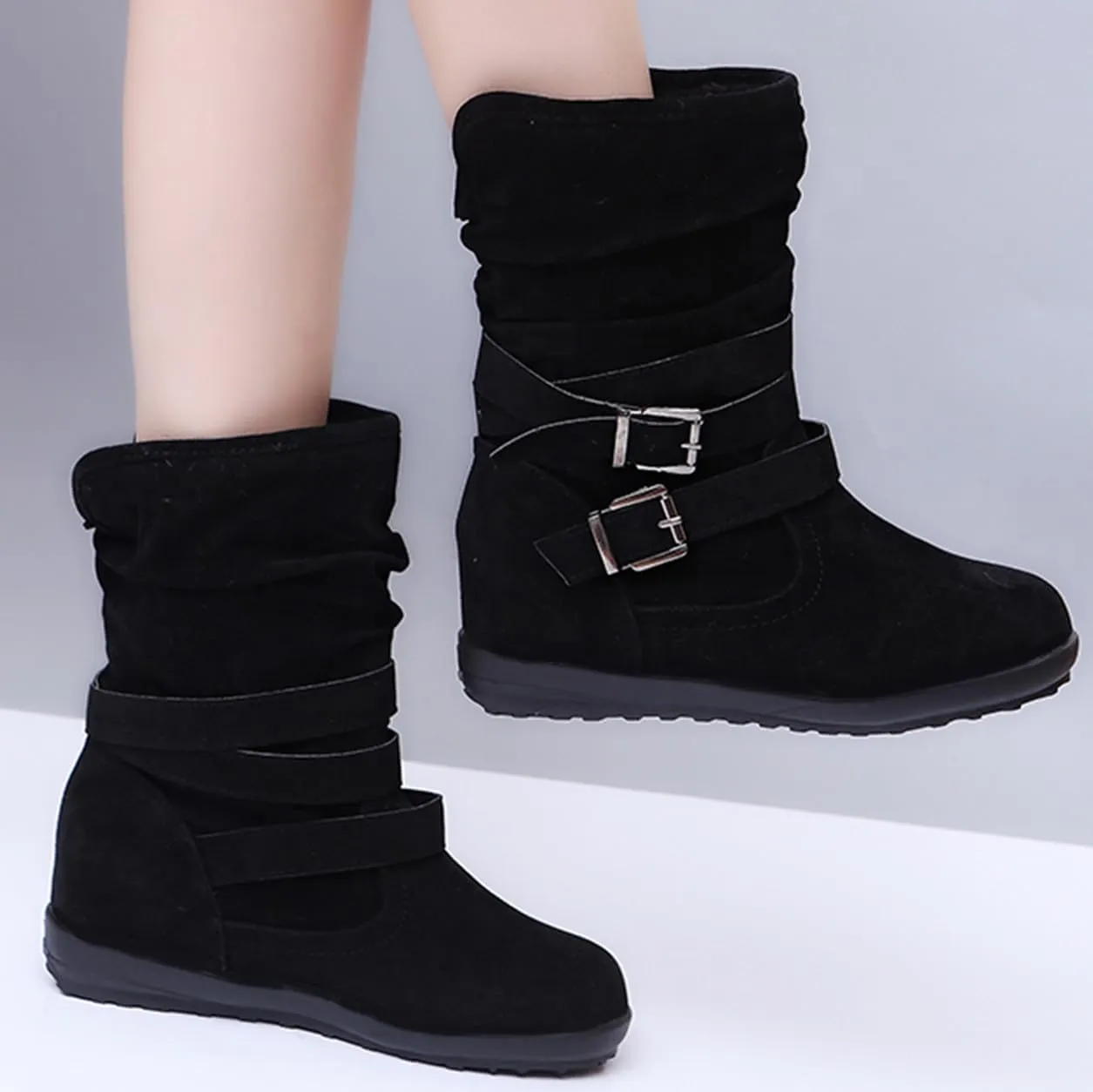 Ladmiple Snow Boots For Women Wide Width Winter Boots Slip on Fur Lined Lightweight Cold Weather Warm Ankle Booties Shoes