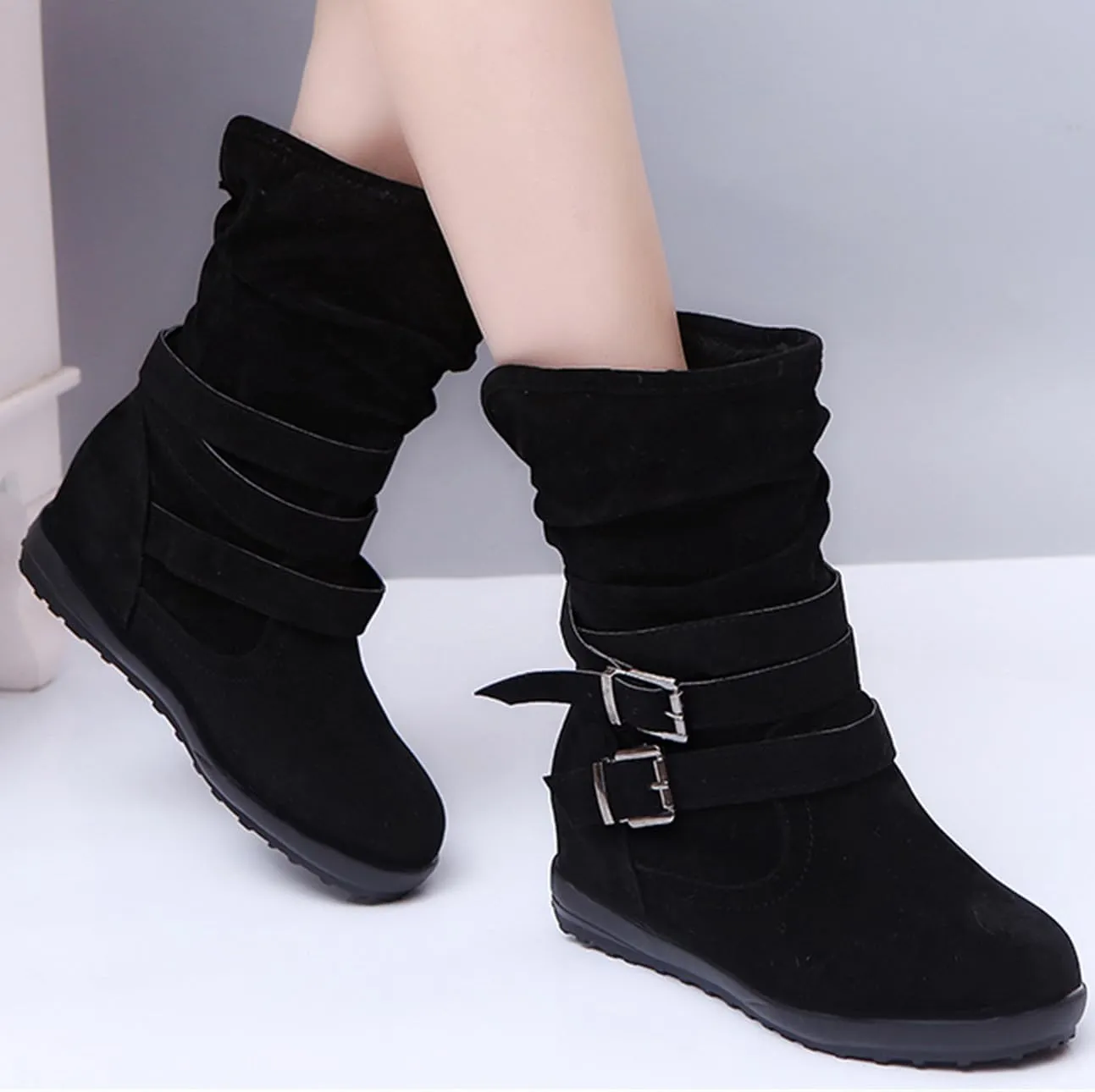 Ladmiple Snow Boots For Women Wide Width Winter Boots Slip on Fur Lined Lightweight Cold Weather Warm Ankle Booties Shoes