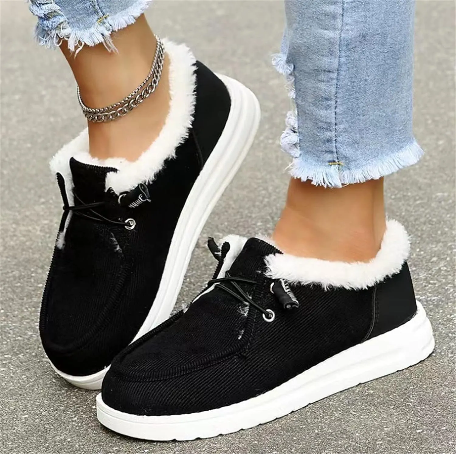 Ladmiple Winter Boots For Women Cute Snow Boots Fur Lined Warm Slip On Ankle Booties Outdoor Anti Slip Walking Shoes