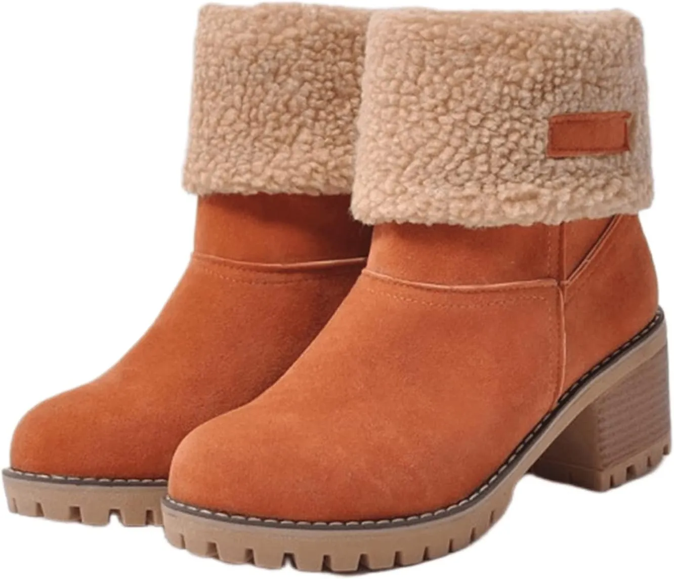 Ladmiple Winter Boots For Women Fashion Snow Boots Ankle Short Boots Slip On Outdoor Mid Calf Booties Fur Lined Warm Shoes
