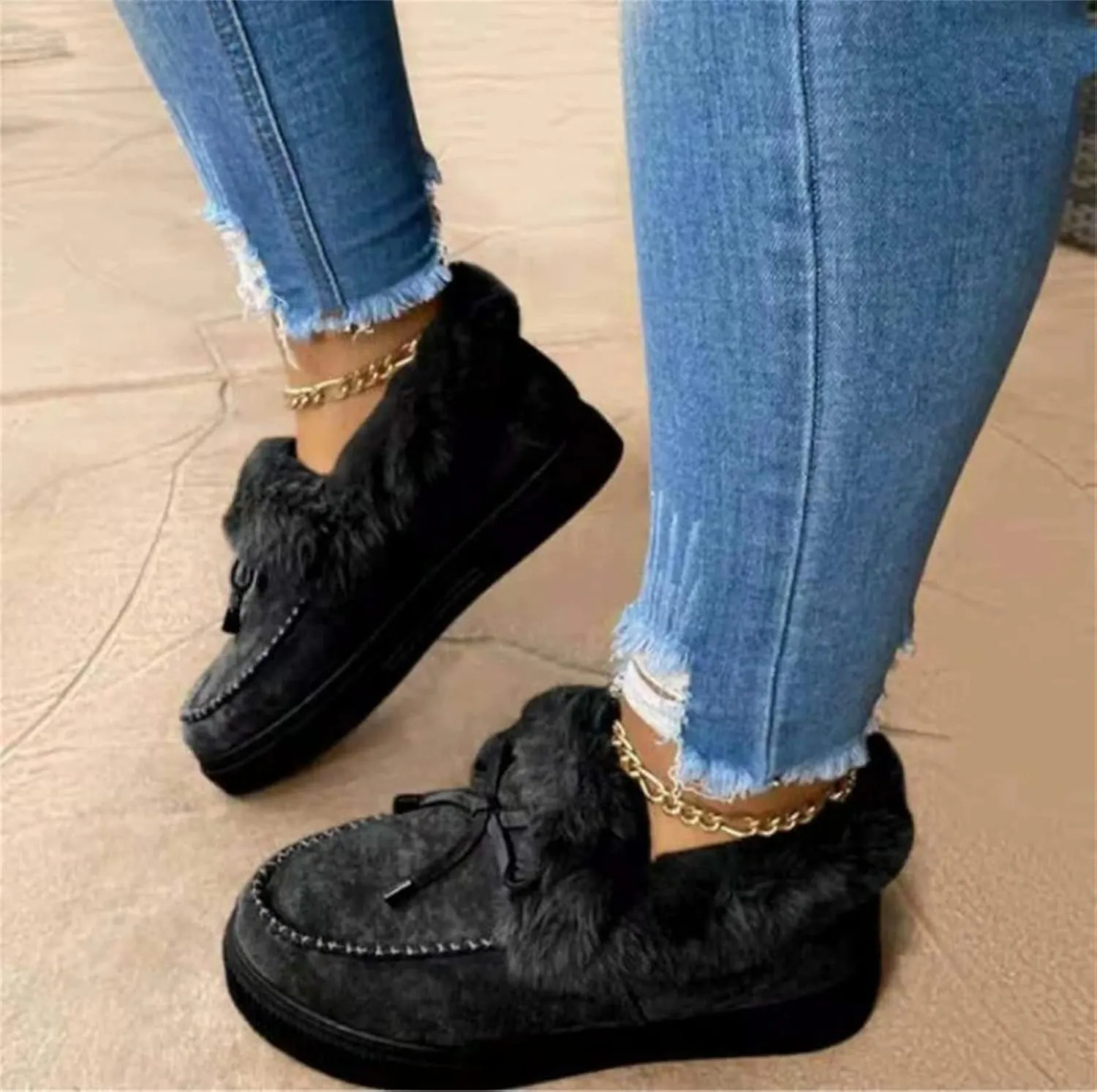 Ladmiple Winter Boots For Women Fashion Snow Boots Winter Shoes with Fur Lined Comfortable Warm Slip On Ankle Booties