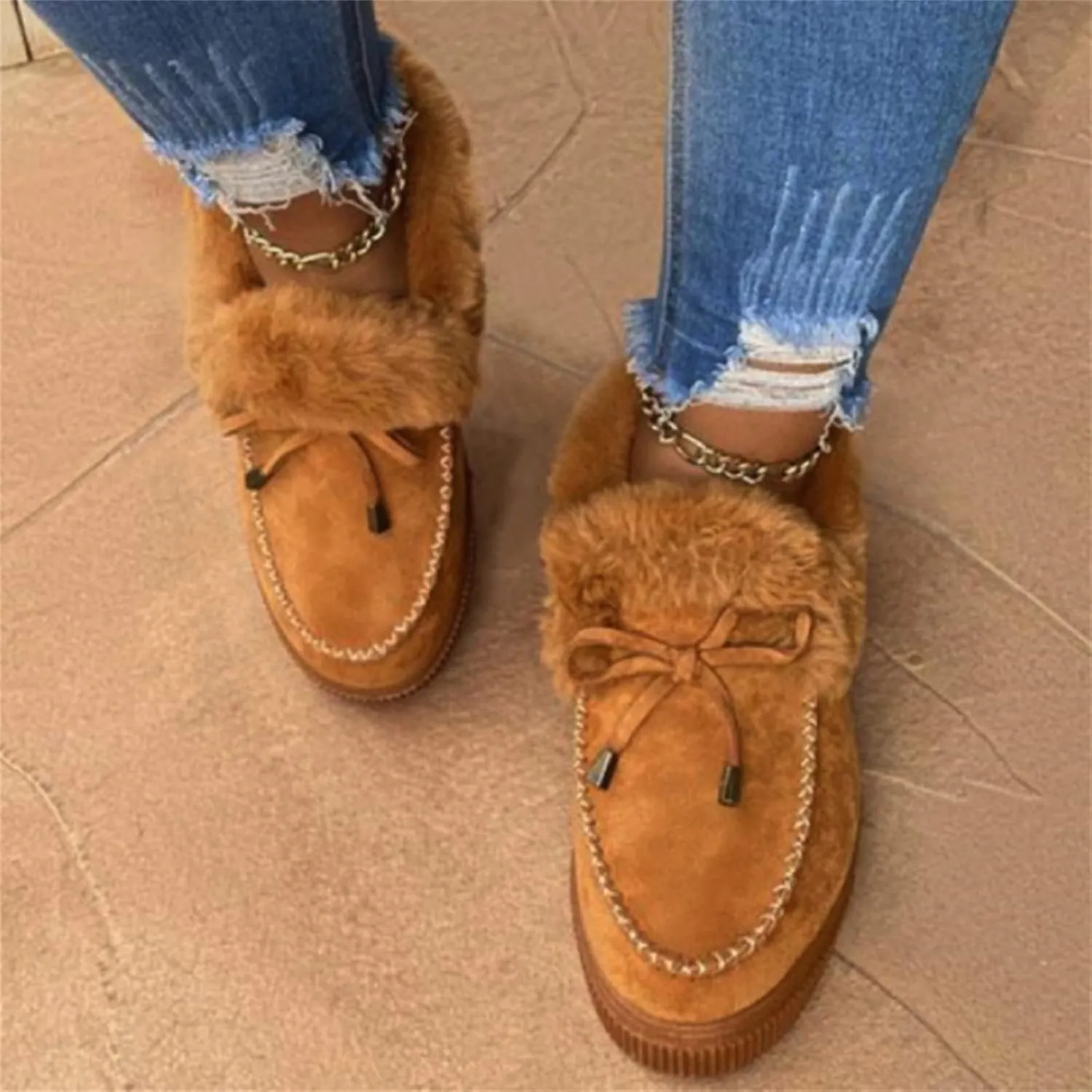 Ladmiple Winter Boots For Women Fashion Snow Boots Winter Shoes with Fur Lined Comfortable Warm Slip On Ankle Booties