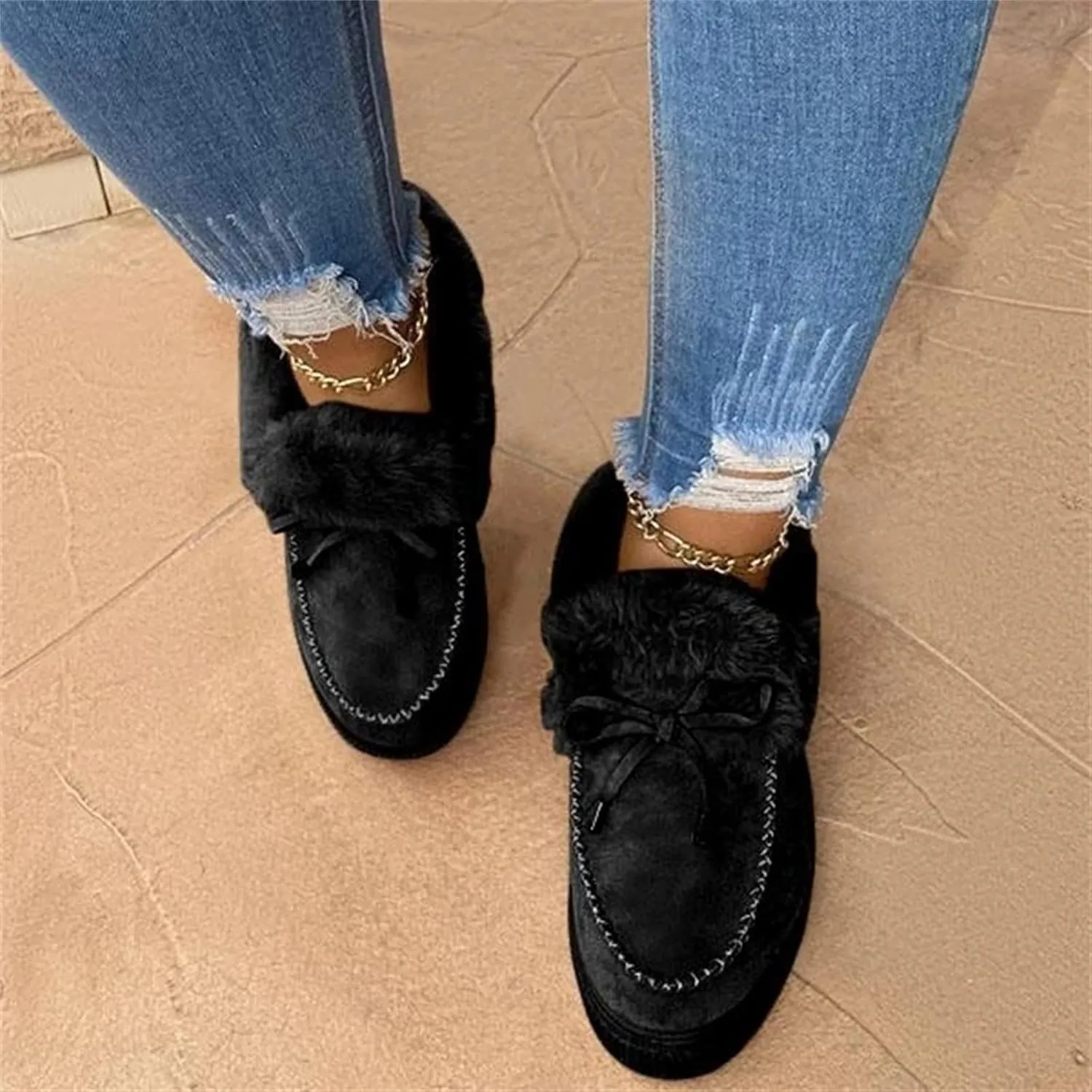 Ladmiple Winter Boots For Women Fashion Snow Boots Winter Shoes with Fur Lined Comfortable Warm Slip On Ankle Booties
