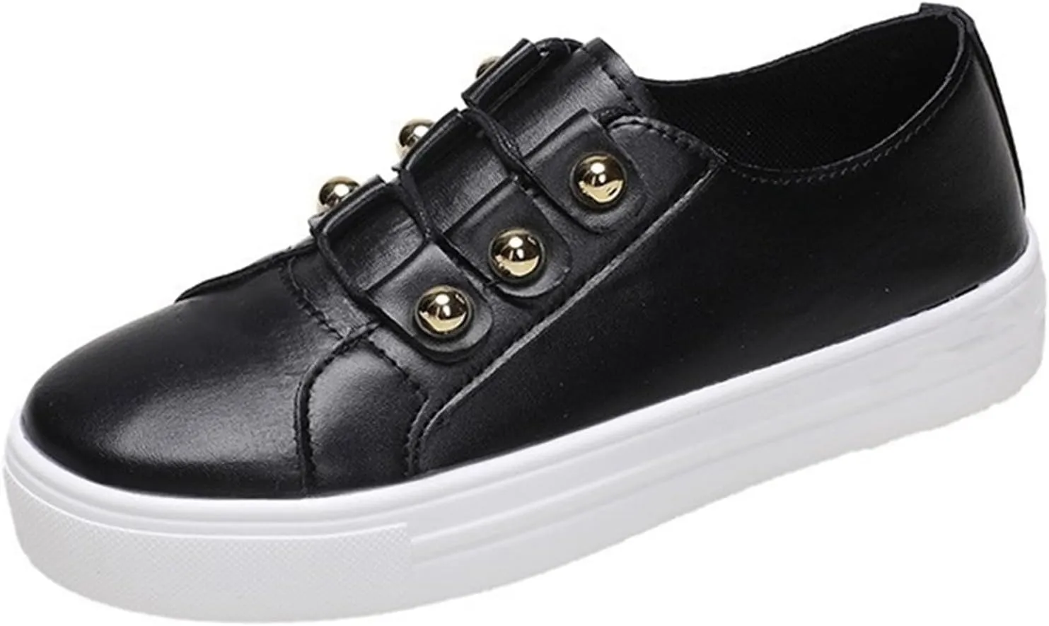 Lausiuoe Shoes For Women Dressy Casual Platform Leather Sneakers Low Top Fashion Comfortable Classic Walking Flat Loafers