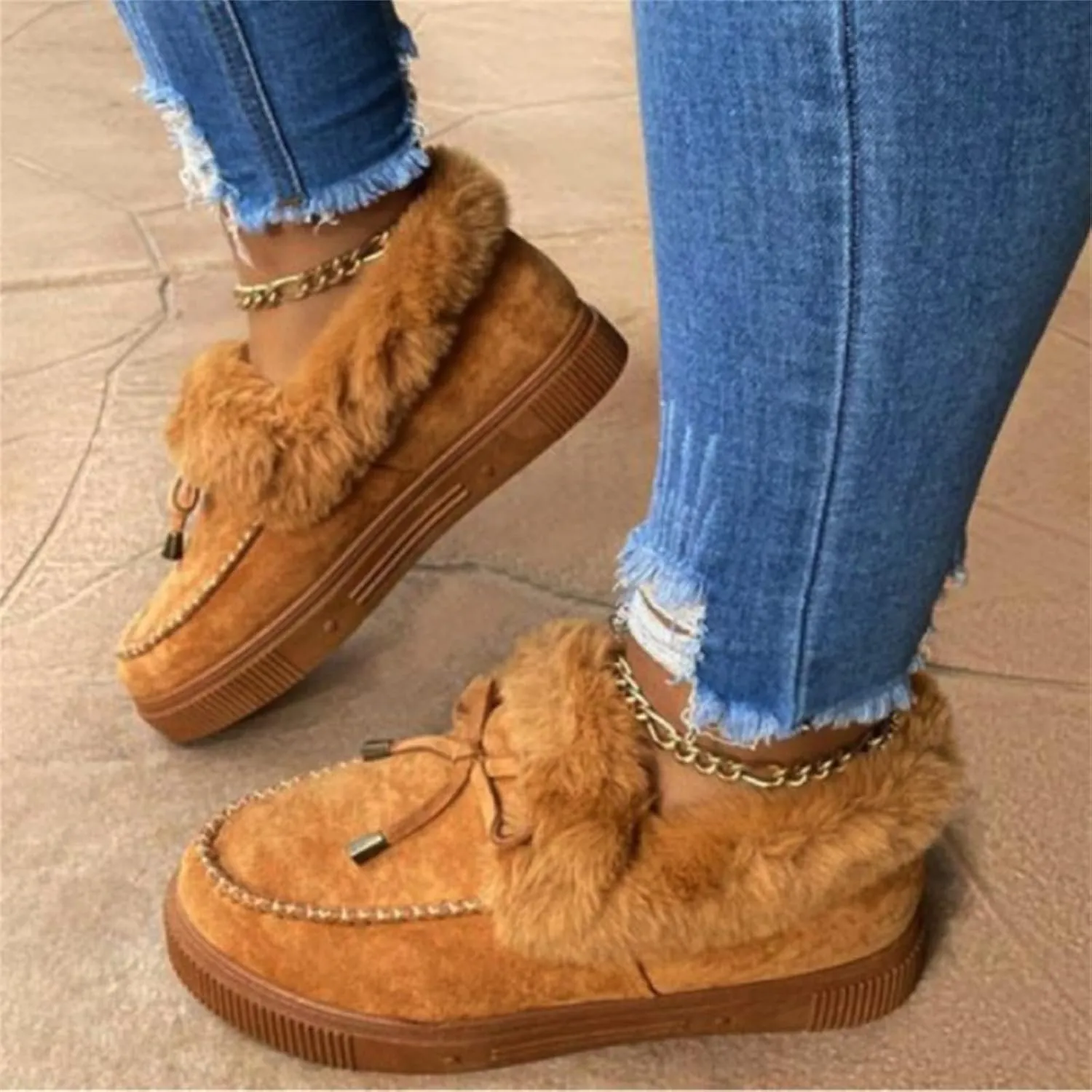 Lausiuoe Snow Boots For Women Wide Width Warm Fur Lined Winter Booties Casual Fashion Trendy Comfortable Fuzzy Shoes