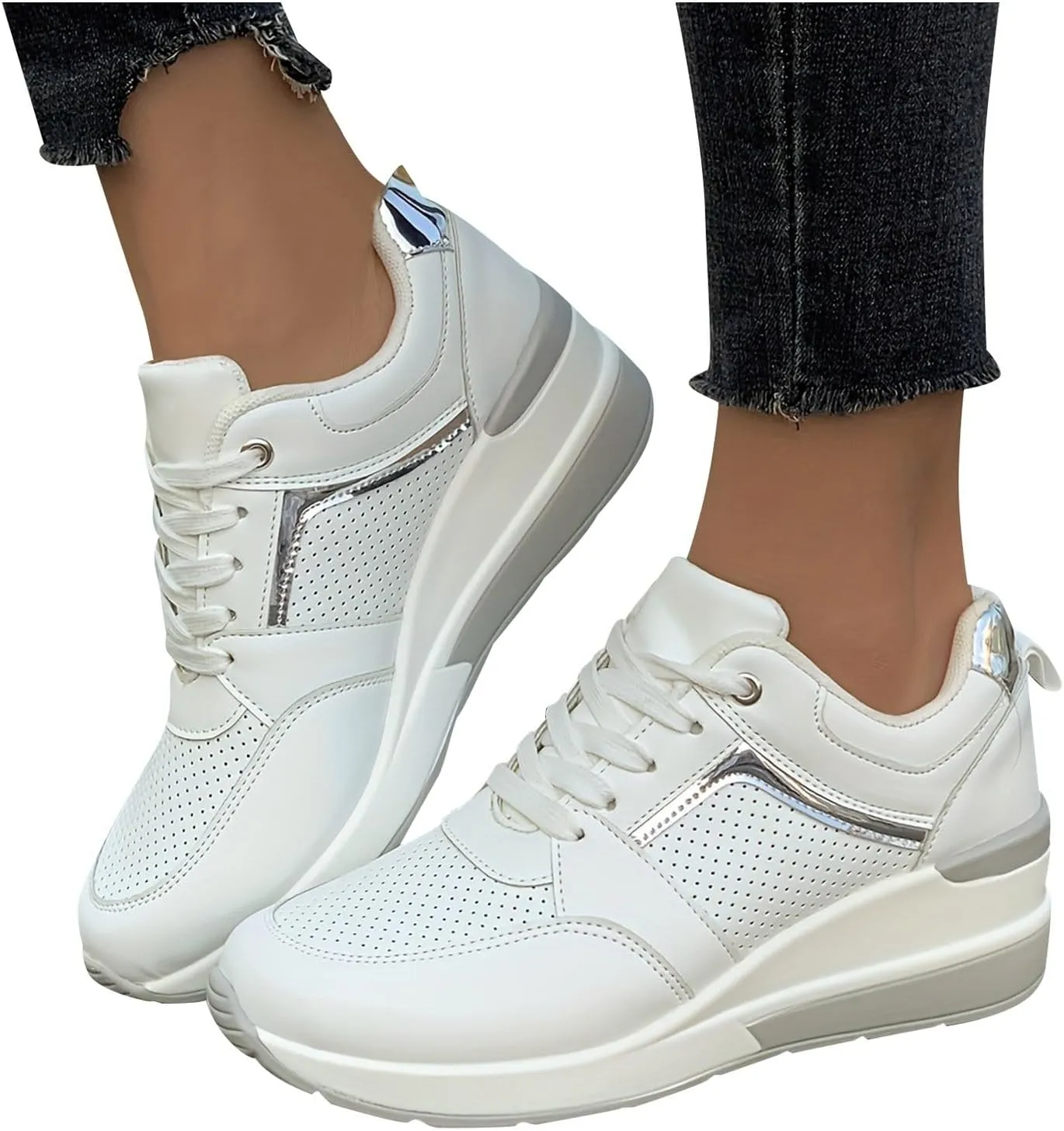 Lightweight Nursing Shoes for Women Sports Workout Gym Shoes for Running Classic Athletic Skateboard Sneakers