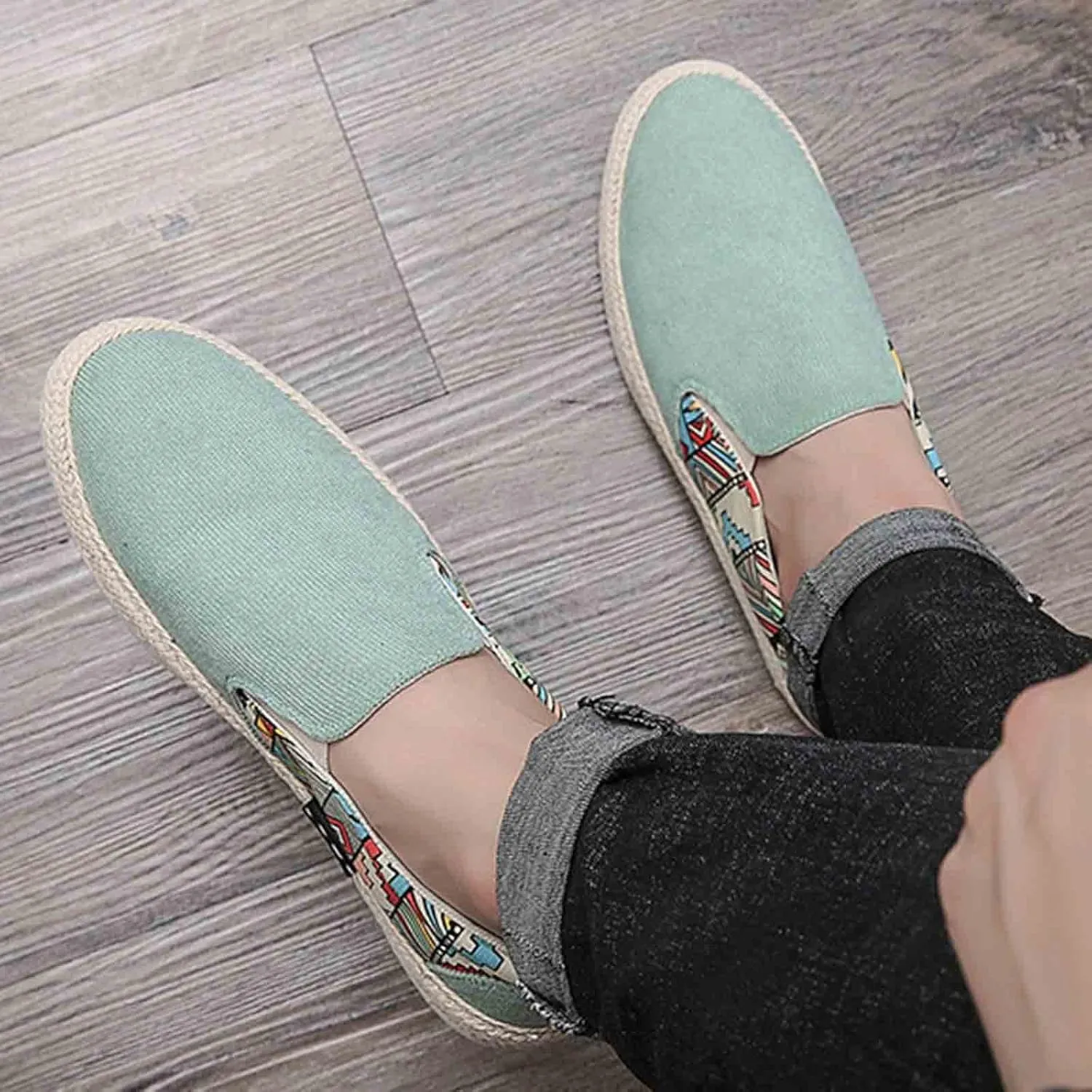 Lightweight Shoes Men's Casual Low Boots Canvas Slip On Shoes in Spring and Summer
