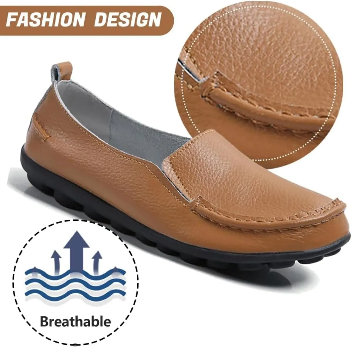 loafers orthopedic leather women loafers flat breathable leather driving nurse hiking non slip casual comfortable soft