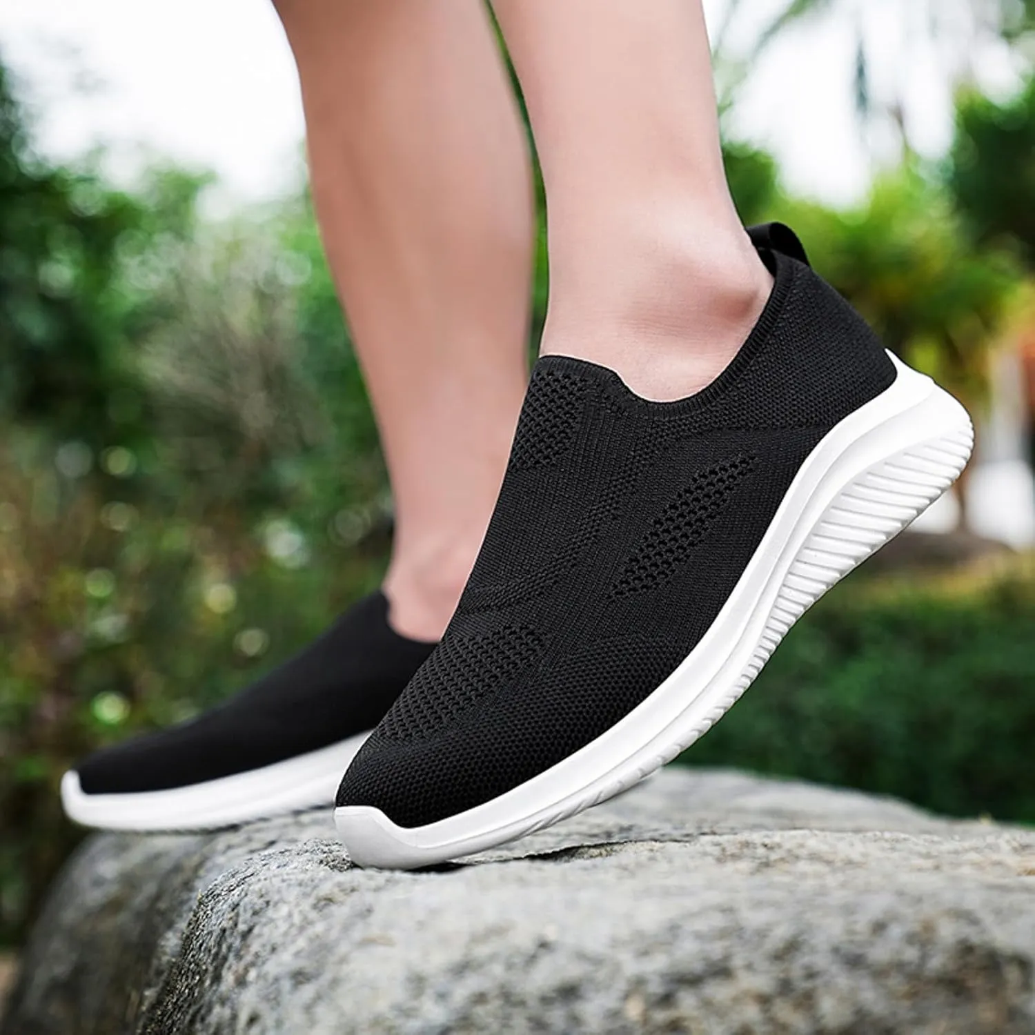 Memory Foam Versatile Shoes for Men Comfortable Breathable Stretch Canvas Slip on Sneaker Breathable Work Shoes