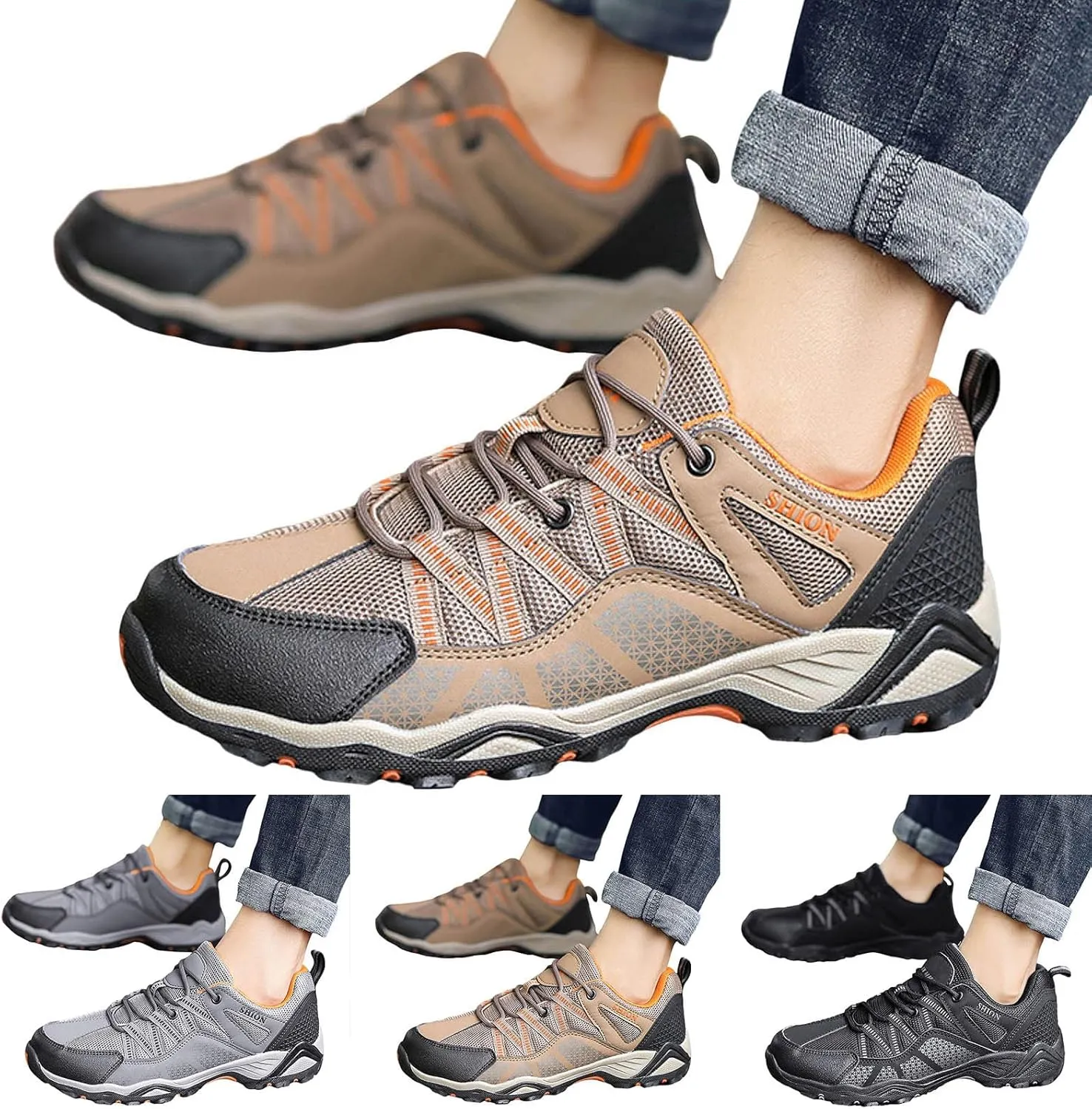 Men Sports Shoes Fashionable New Pattern Simple Solid Outdoor Mountaineering Shoes Thick Sole Fashion Sneaker Men