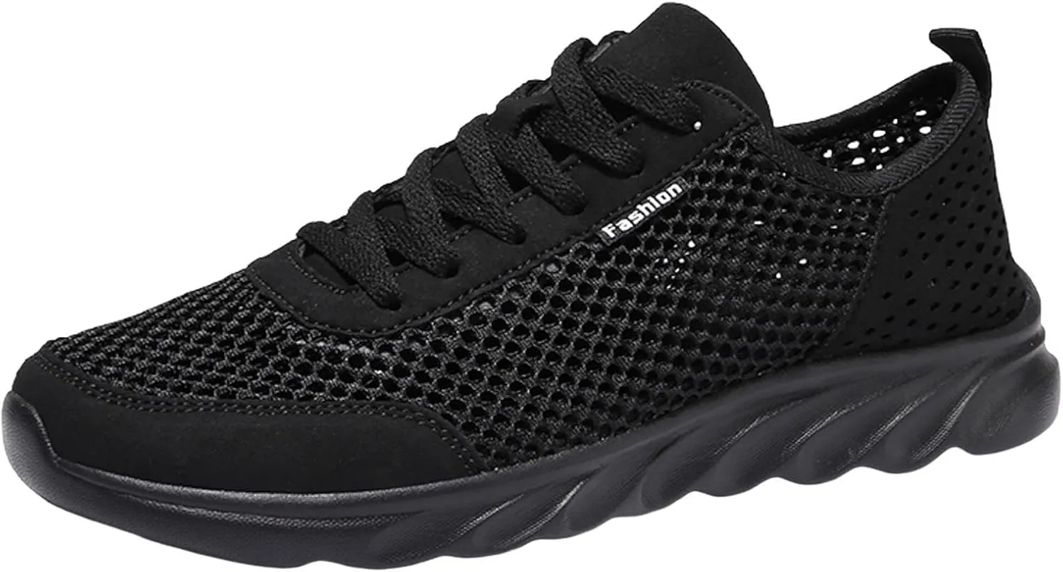 Men Sports Shoes Simple Solid Color Fashion Summer New Pattern Mesh Hollow Breathable Sneaker Rack for Men Bedroom Wall