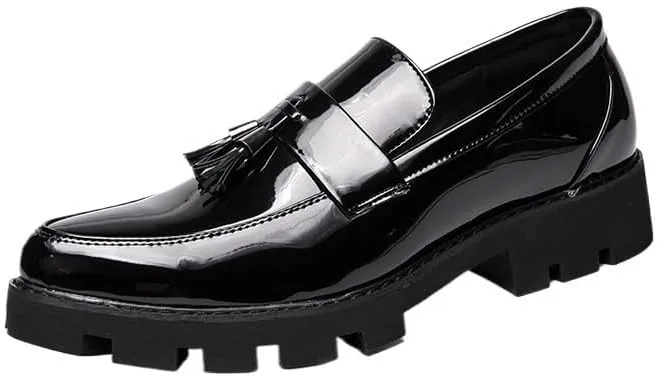 Men Tassel Loafers Fashionable Matte Leather Dress Shoes for Wedding Prom Party Formal Occasions