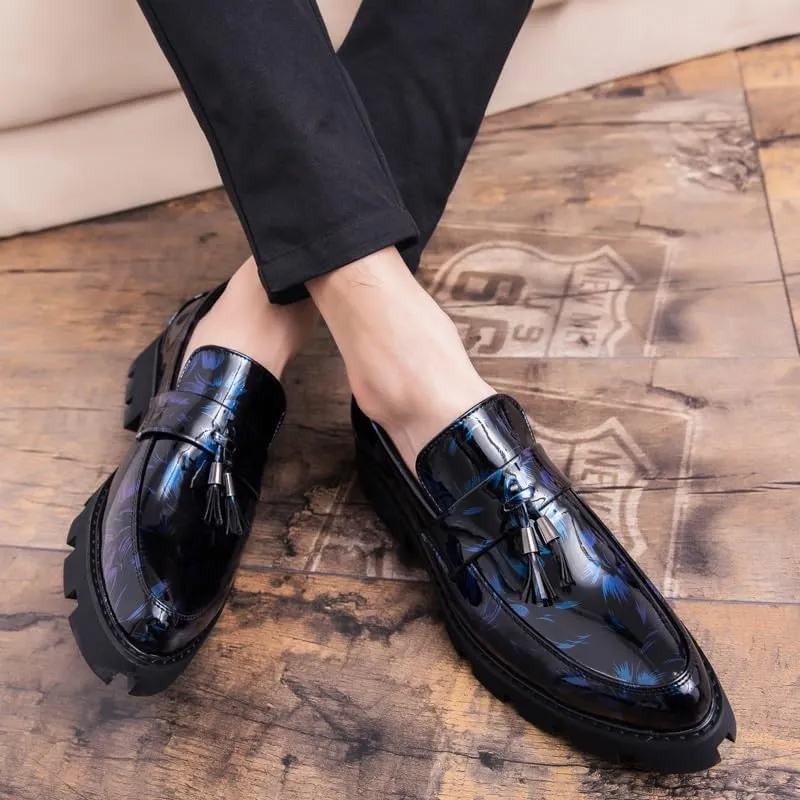 Men Tassel Loafers Fashionable Matte Leather Dress Shoes for Wedding Prom Party Formal Occasions