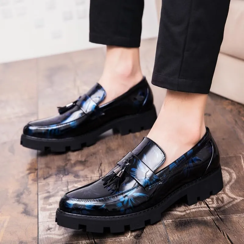 Men Tassel Loafers Fashionable Matte Leather Dress Shoes for Wedding Prom Party Formal Occasions