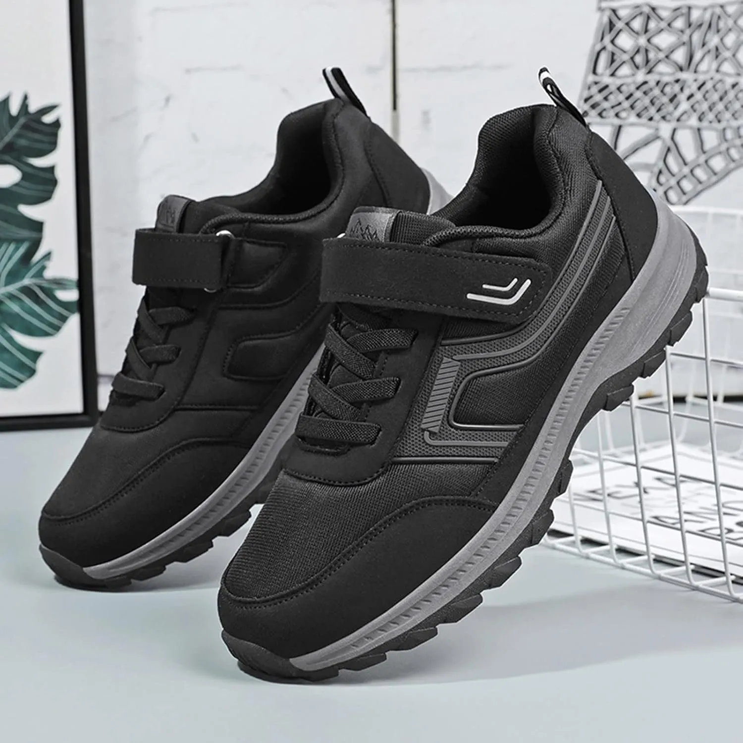 Men Walking Shoes Wide Hiking Shoes Waterproof Outdoor Work Shoes Trails Sneakers Casual Comfortable Trekking Shoes