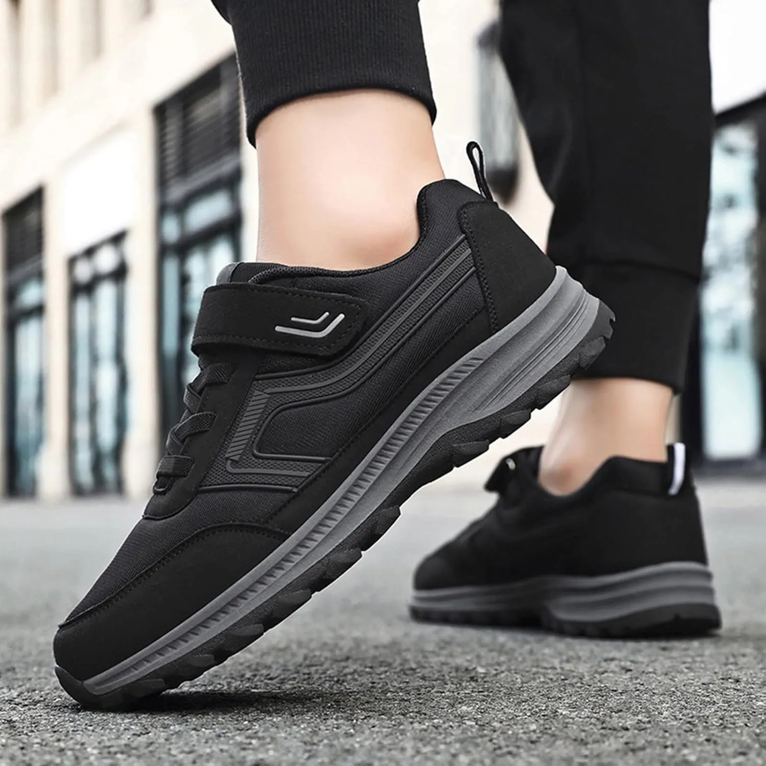 Men Walking Shoes Wide Hiking Shoes Waterproof Outdoor Work Shoes Trails Sneakers Casual Comfortable Trekking Shoes