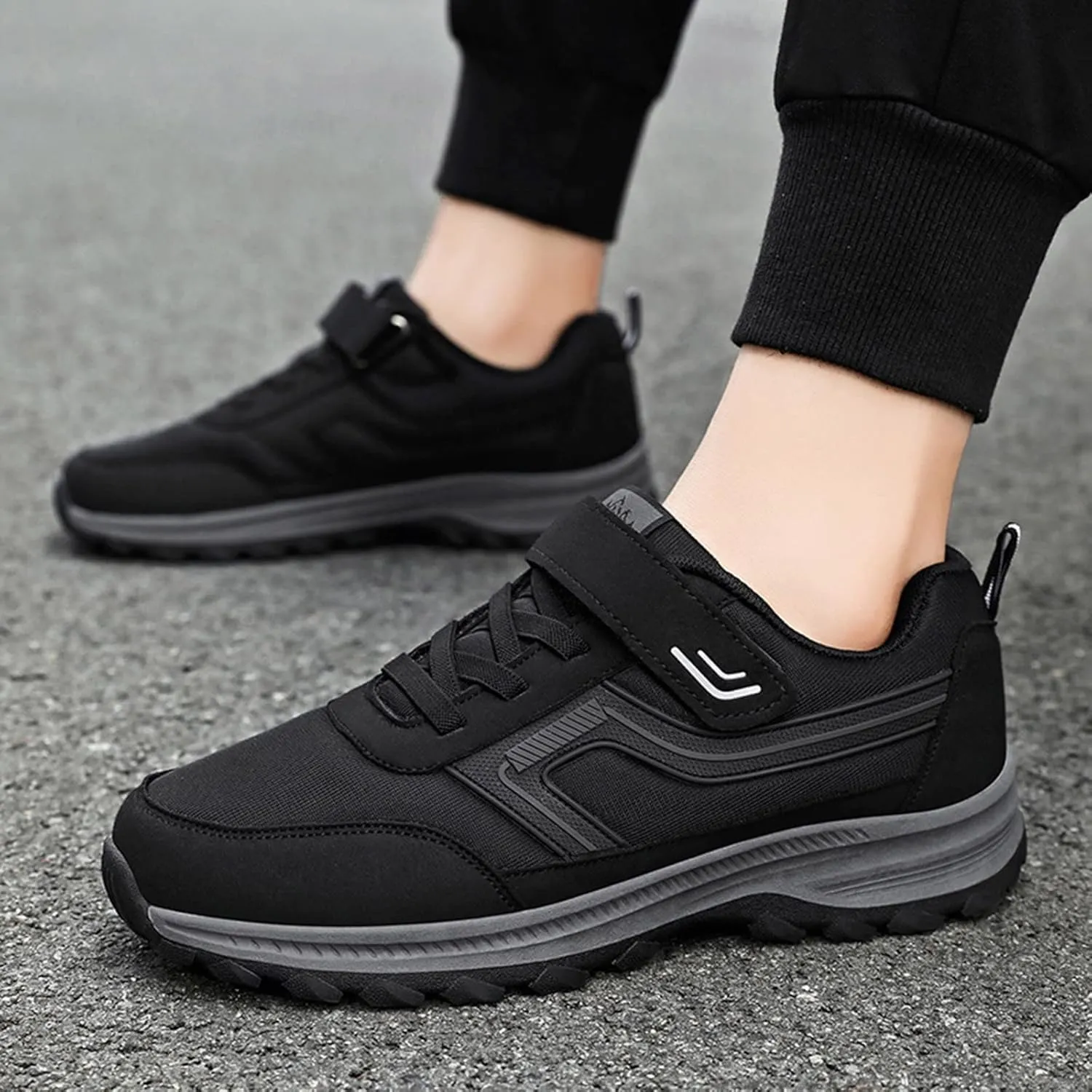 Men Walking Shoes Wide Hiking Shoes Waterproof Outdoor Work Shoes Trails Sneakers Casual Comfortable Trekking Shoes