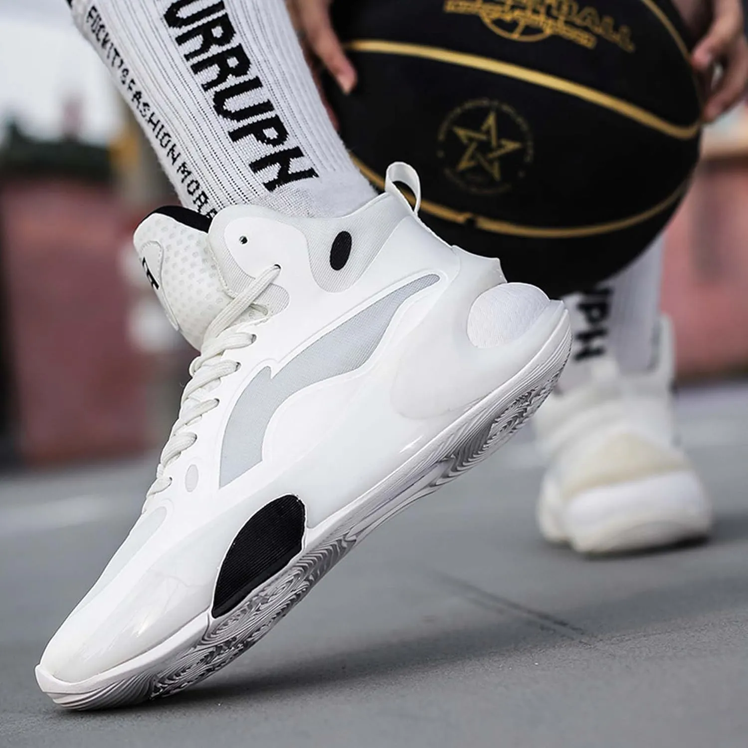 Men Women Non-Slip Basketball Shoes Fashion Breathable Sneakers Cushioning Rebound Sports Running Shoes Street Walking Casual Sports Basketball Shoes