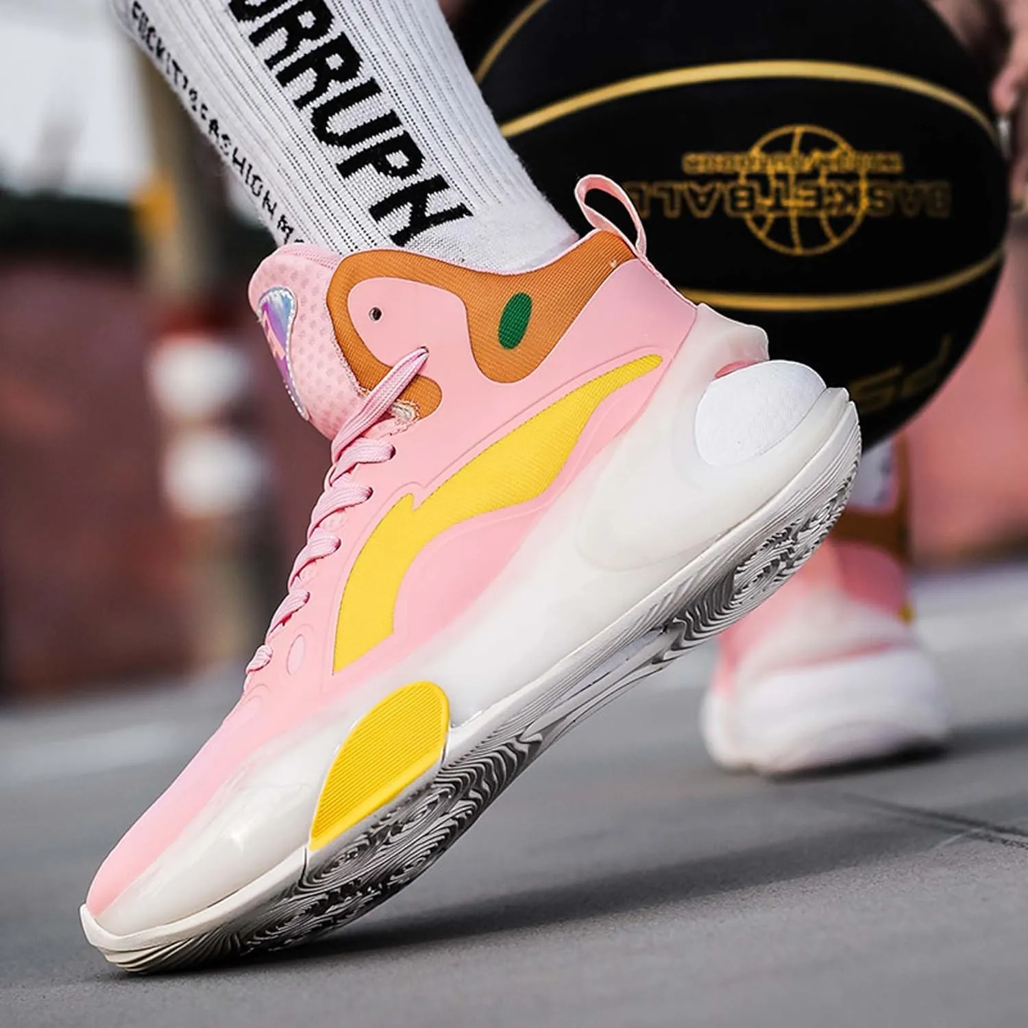 Men Women Non-Slip Basketball Shoes Fashion Breathable Sneakers Cushioning Rebound Sports Running Shoes Street Walking Casual Sports Basketball Shoes