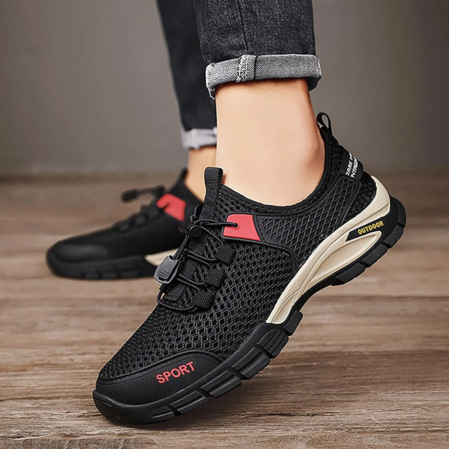 Men's Arch Support Workout Shoes Lace Up Lightweight Breathable Fashion Sneaker Men's Breathable Barefoot Shoes