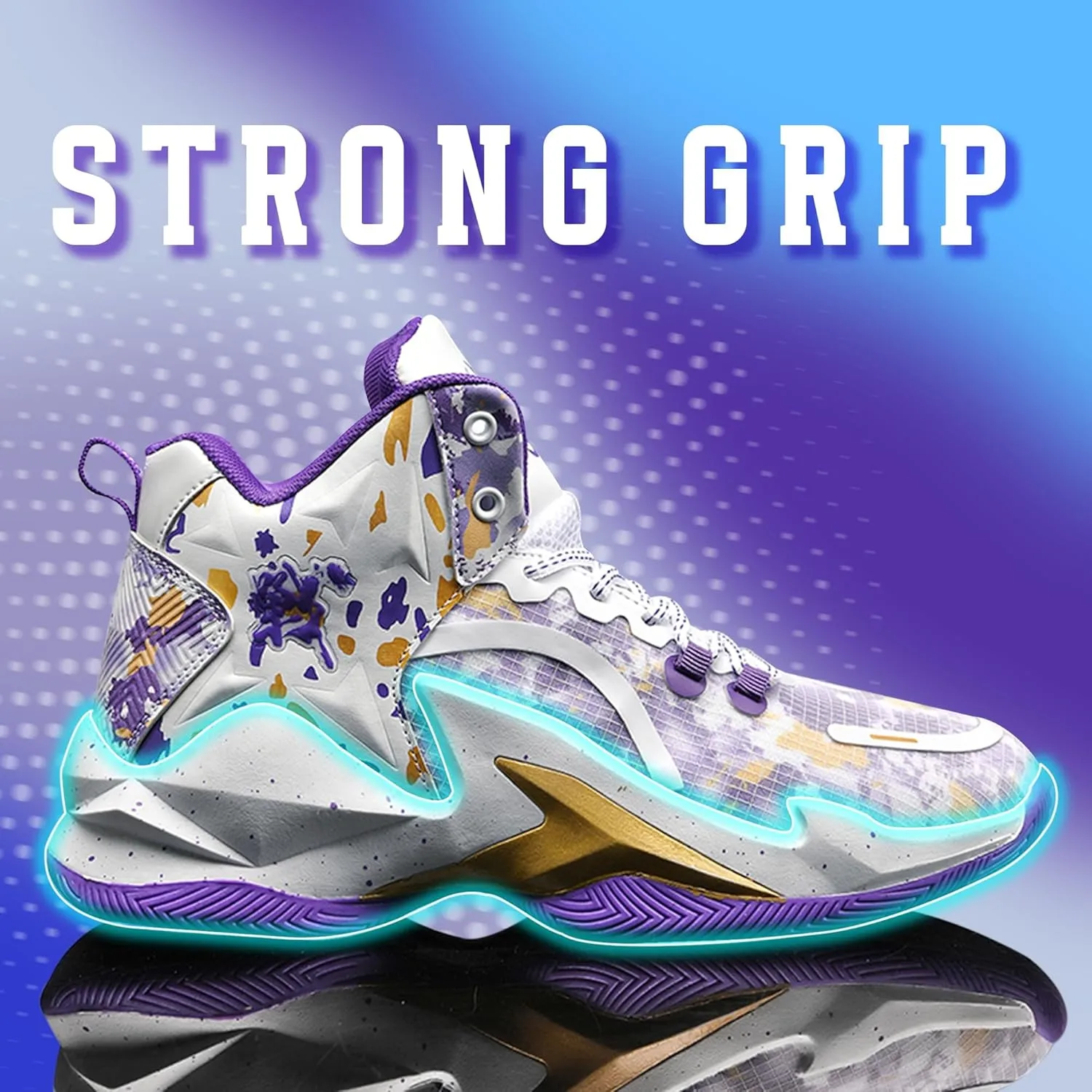 Men's Basketball Shoes Breathable Anti Slip Fashionable Graffiti Training Shoes Outdoor Shoes