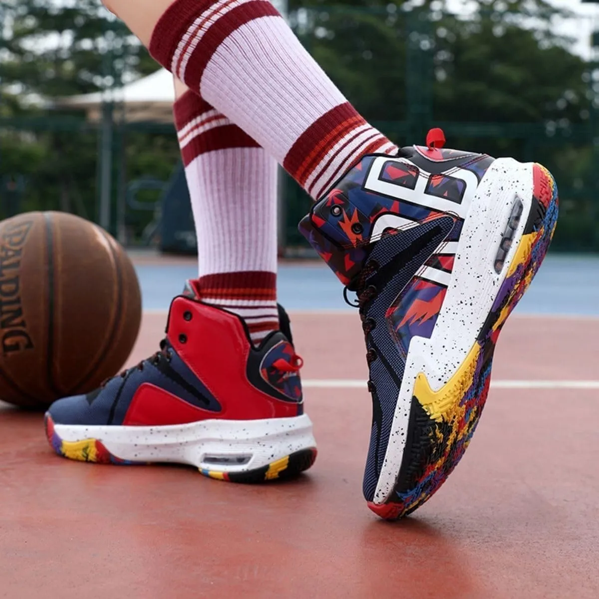 Men's Basketball Shoes with High Top Mesh Breathable Grip Anti Slip Wear-Resistant Sports Training Boots