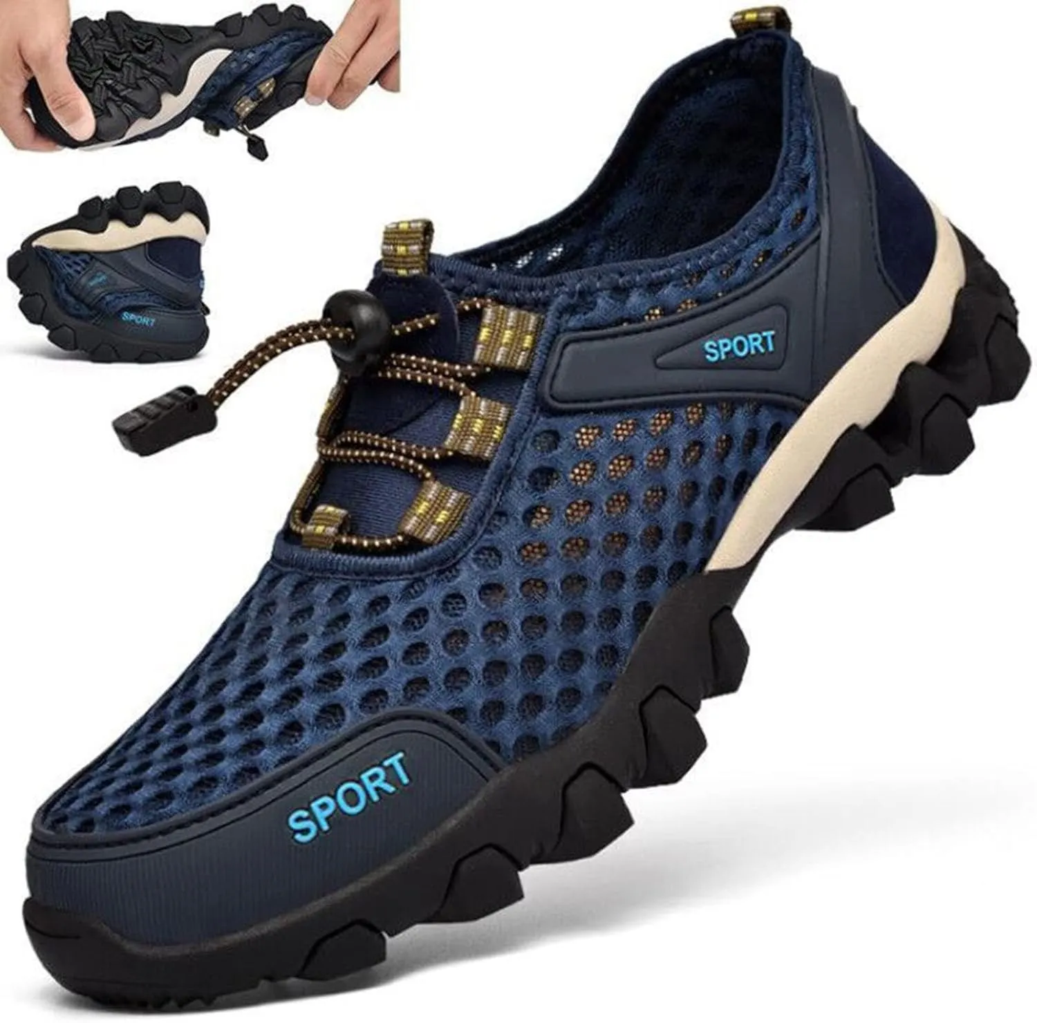 Men's Breathable Barefoot Shoes Lace Up Lightweight Breathable Fashion Sneaker Men's Comfortable Diabetic Shoes