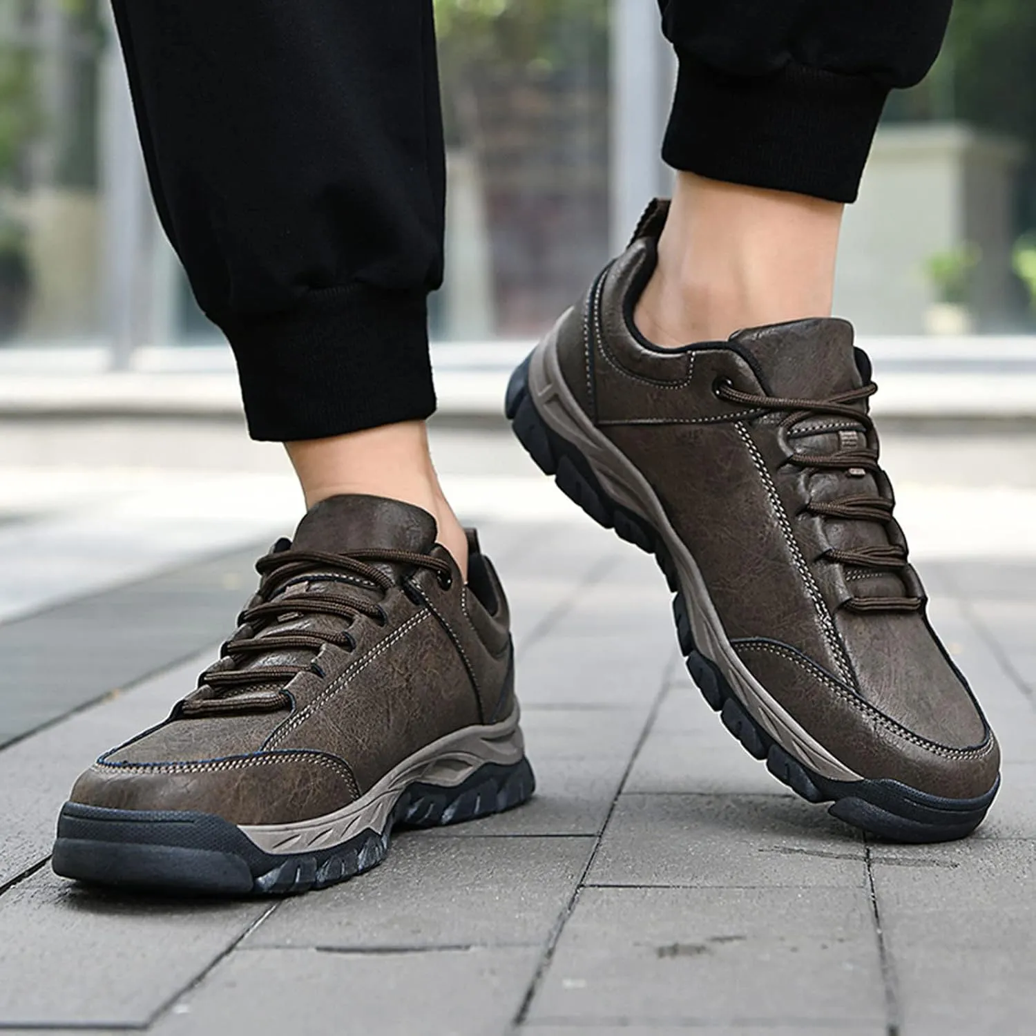 Mens Breathable Lace Up Running Shoes Breathable Mesh Comfortable Tennis Shoe Non Slip Work Sport Shoes for Men