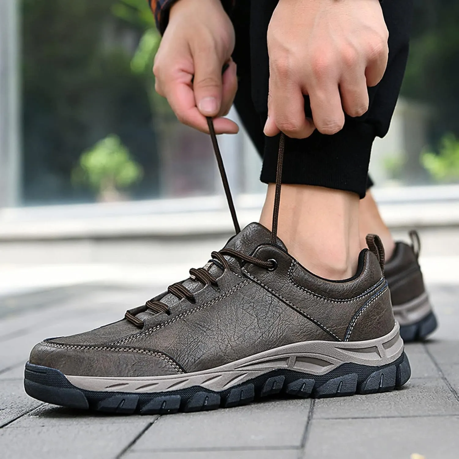 Mens Breathable Lace Up Running Shoes Breathable Mesh Comfortable Tennis Shoe Non Slip Work Sport Shoes for Men