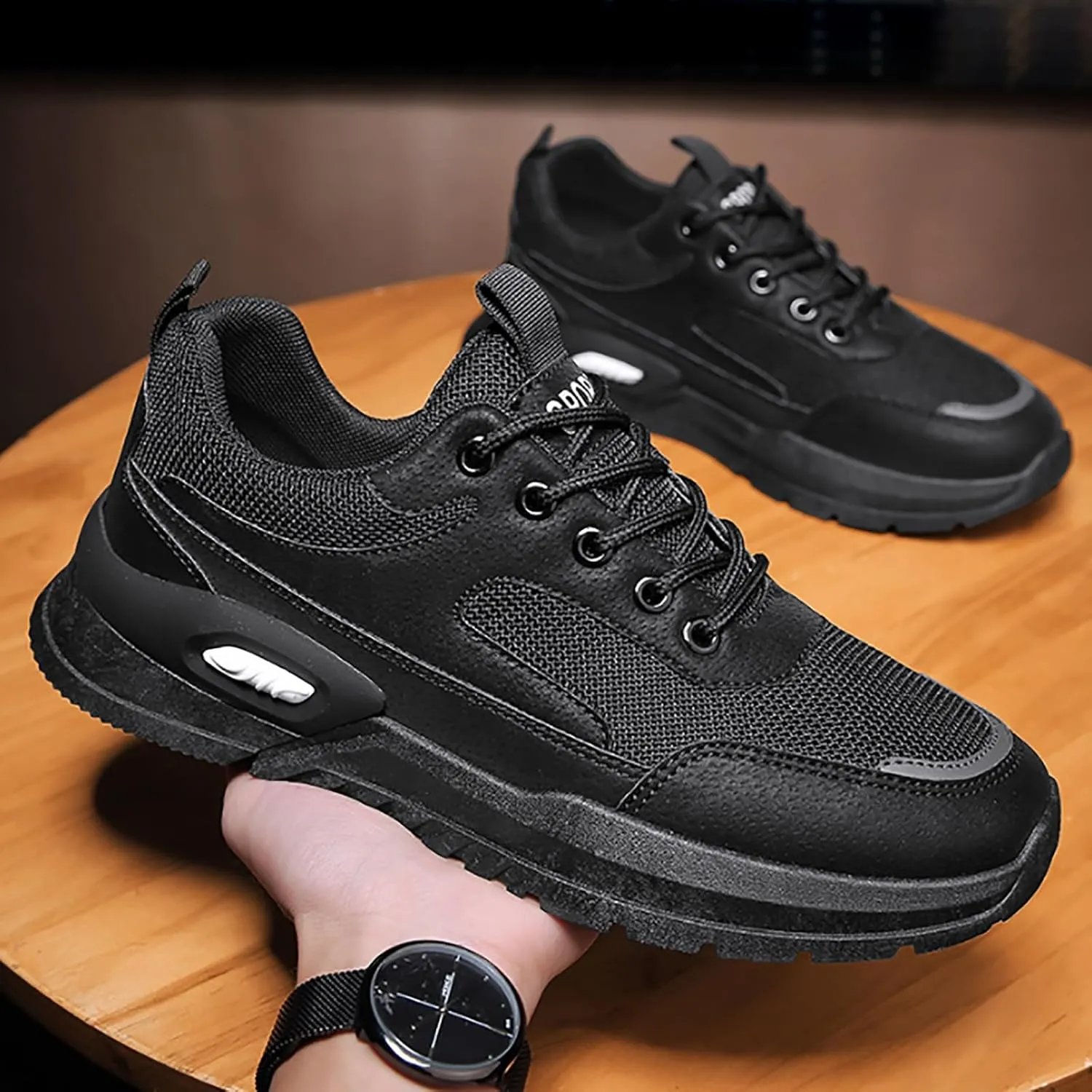 Mens Breathable Lace Up Running Shoes Comfortable Breathable Lace Up Sneaker Non Slip Work Sport Shoes for Men