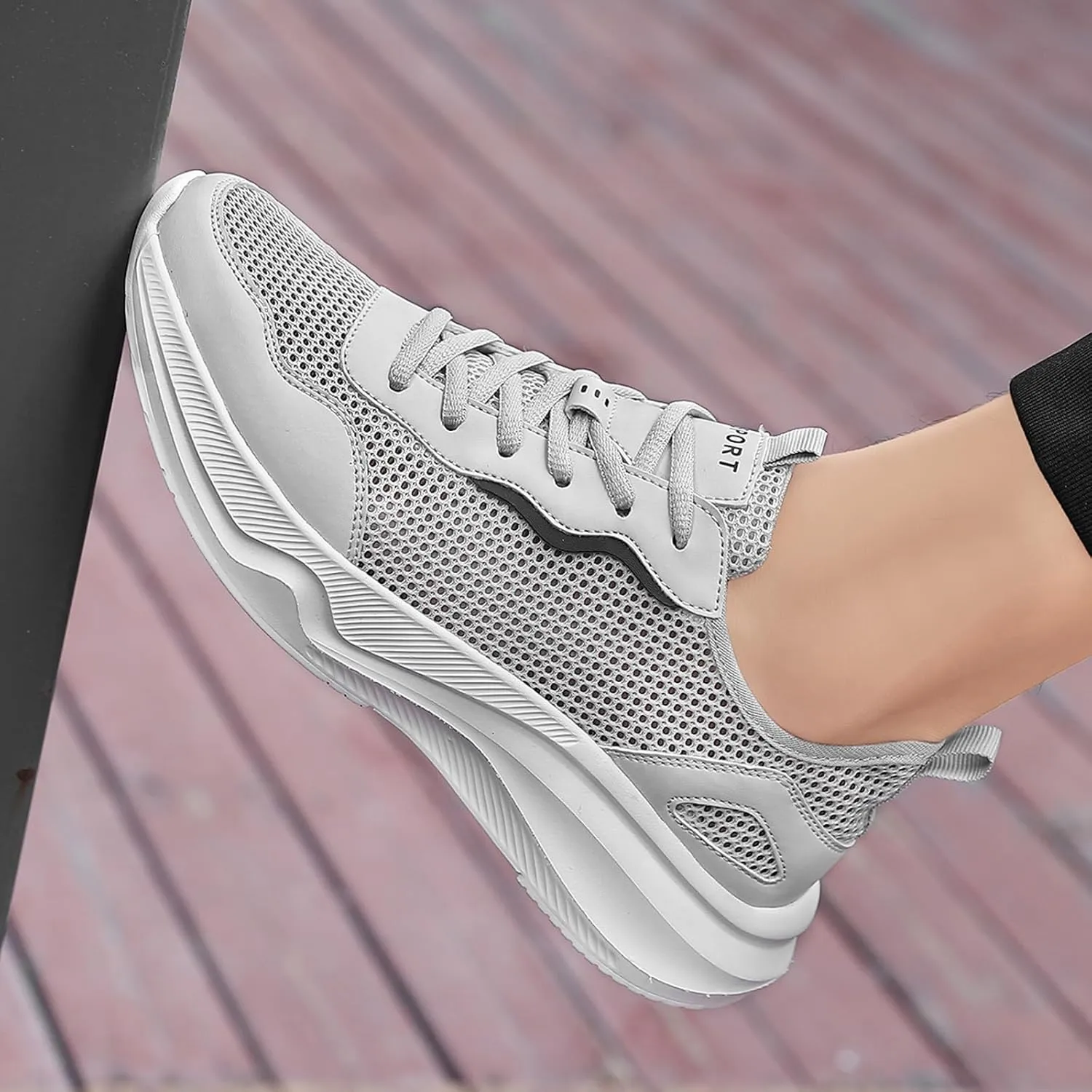 Mens Breathable Slip On Dress Shoes Breathable Elastic Fly Woven Mesh Sneaker Lightweight Elderly Slip On Shoes