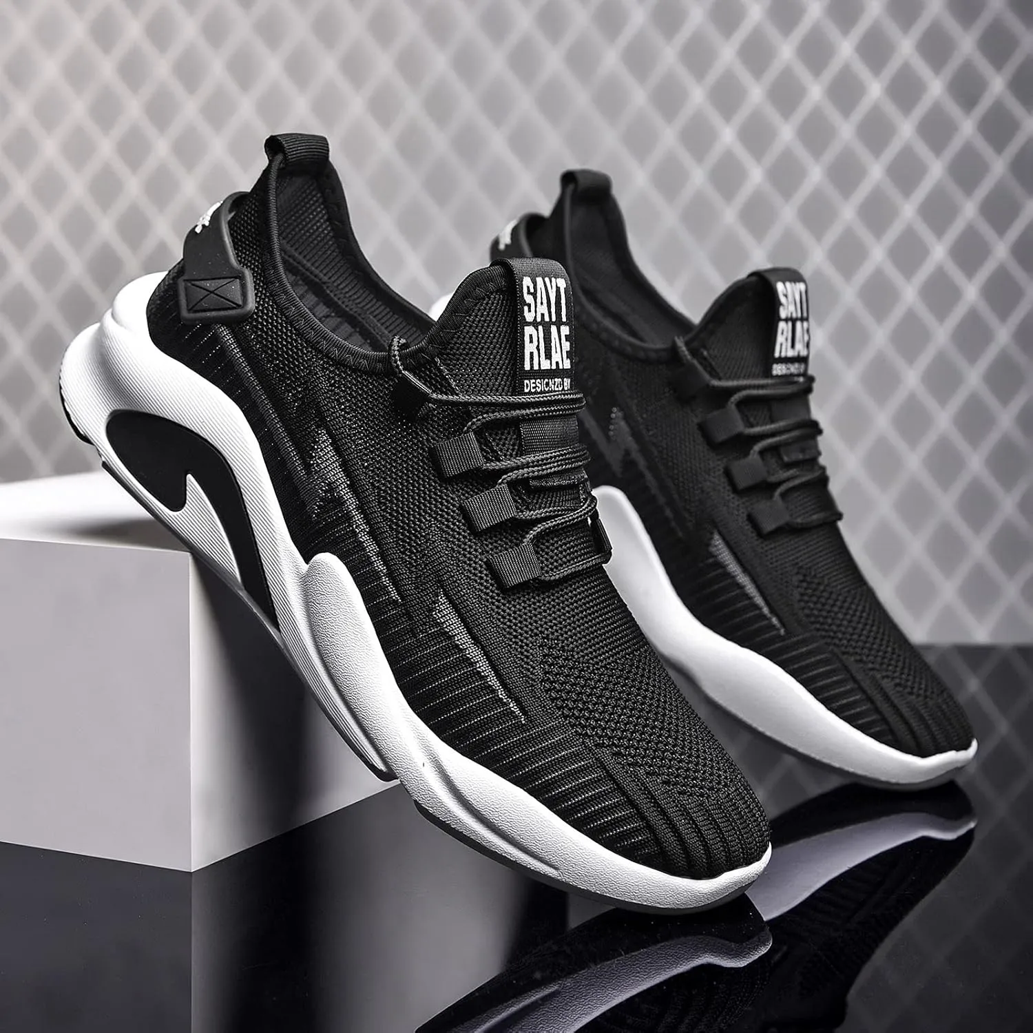 Men's Breathable Stretch Workout Shoes Comfortable Breathable Lace Up Sneaker Men's Sport Breathable Mesh Shoes