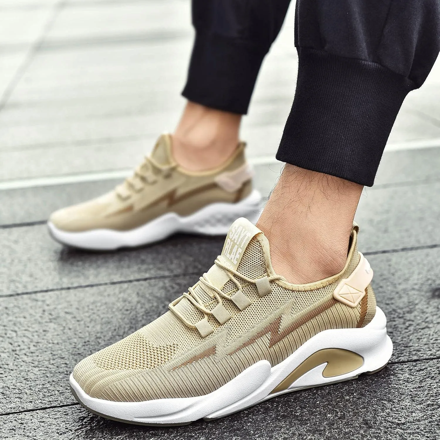 Men's Breathable Stretch Workout Shoes Comfortable Breathable Lace Up Sneaker Men's Sport Breathable Mesh Shoes