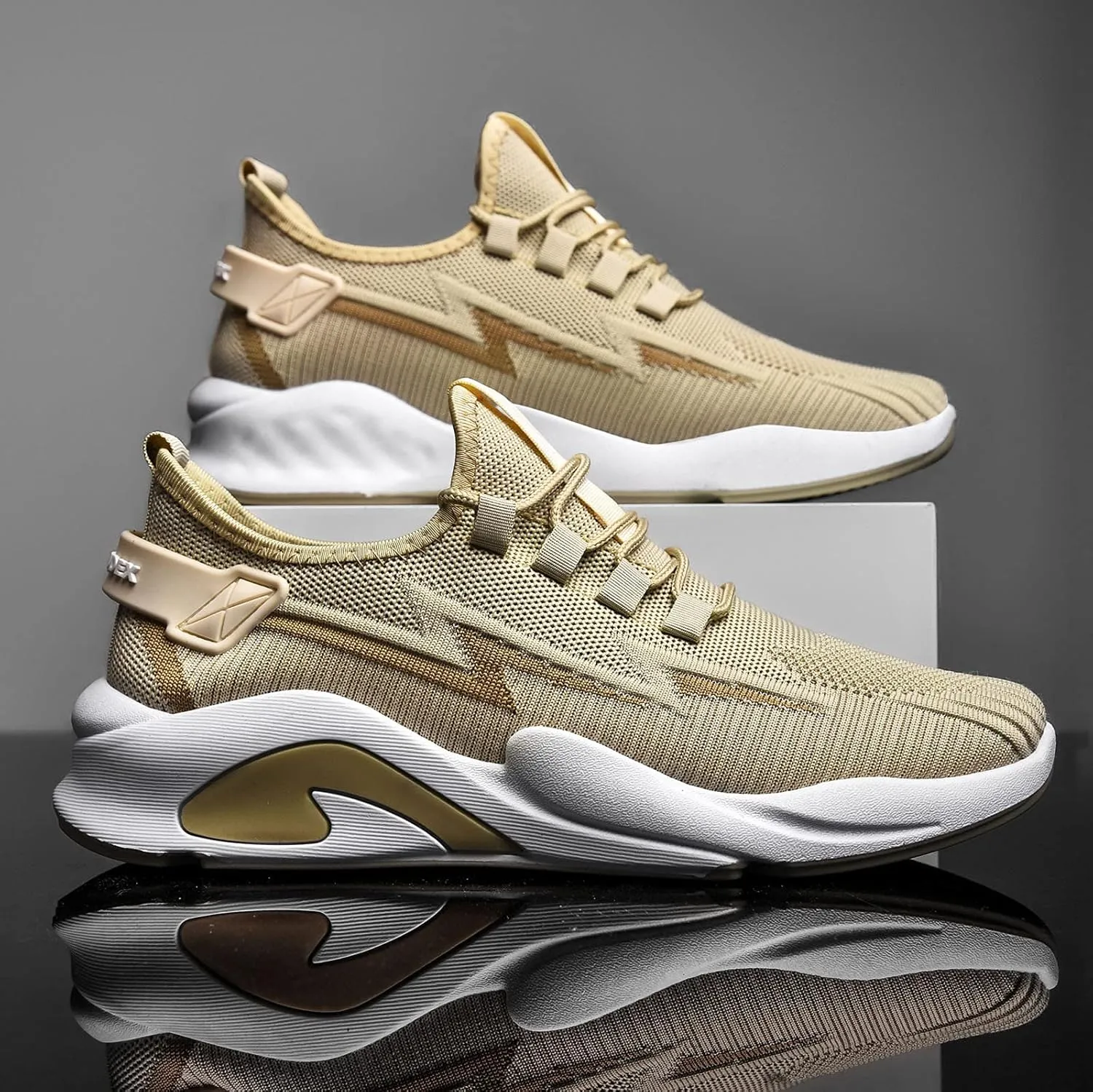 Men's Breathable Stretch Workout Shoes Comfortable Breathable Lace Up Sneaker Men's Sport Breathable Mesh Shoes