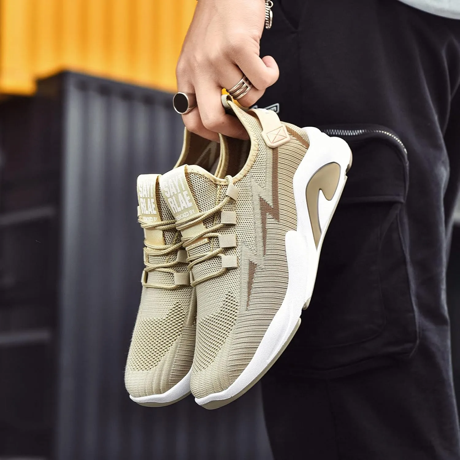 Men's Breathable Stretch Workout Shoes Comfortable Breathable Lace Up Sneaker Men's Sport Breathable Mesh Shoes