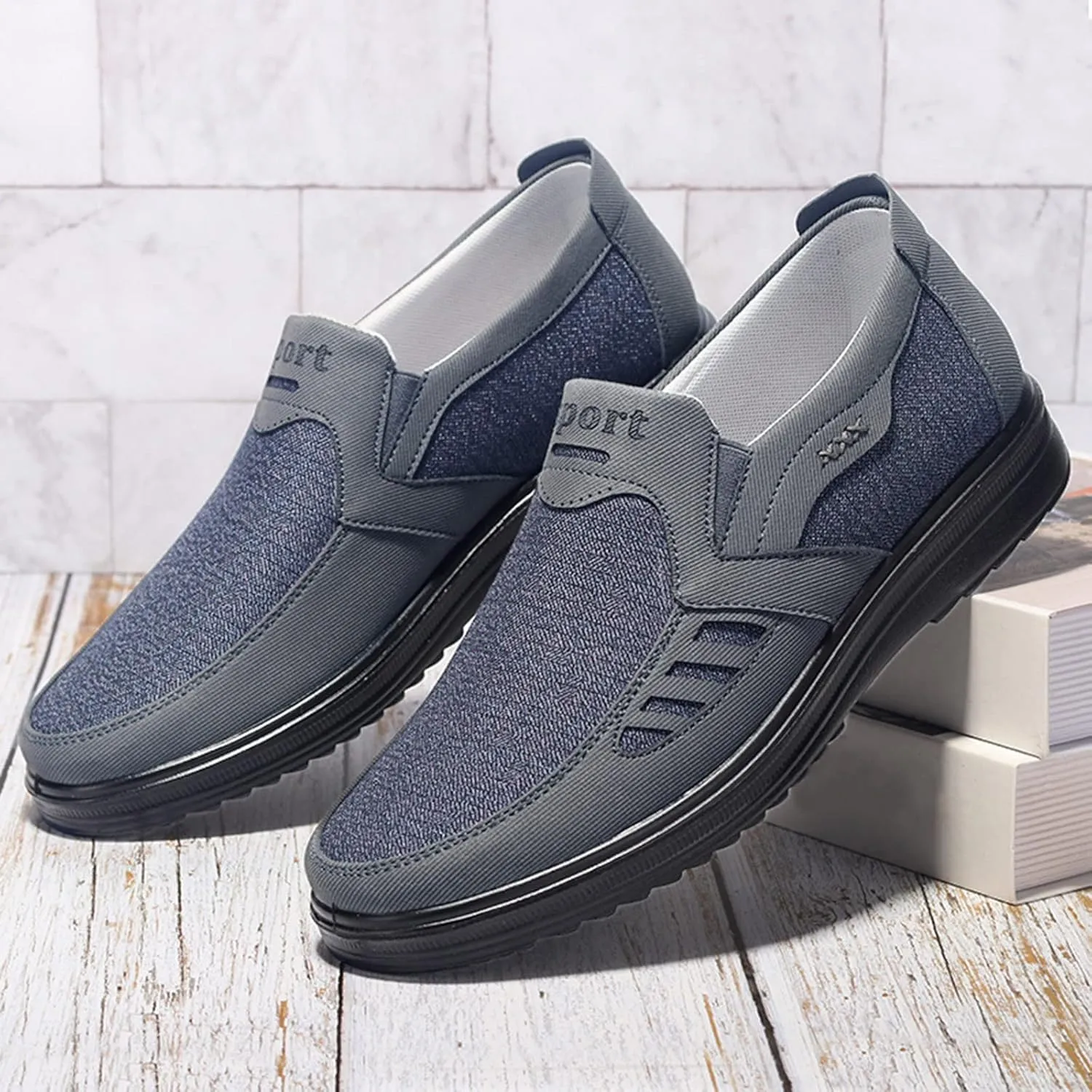Men's Casual Dress Sneakers Fashion All Season Men Casual Shoes Flat Non Slip On Simple Design Solid Color Comfortable