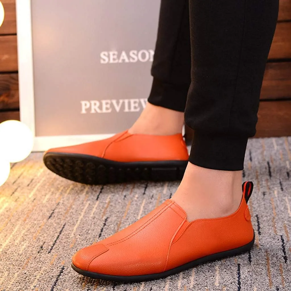 Men's Casual Dress Sneakers Fashion Men Leather Casual Slip-On Breathable Driving Boat Shoes Dress Shoes