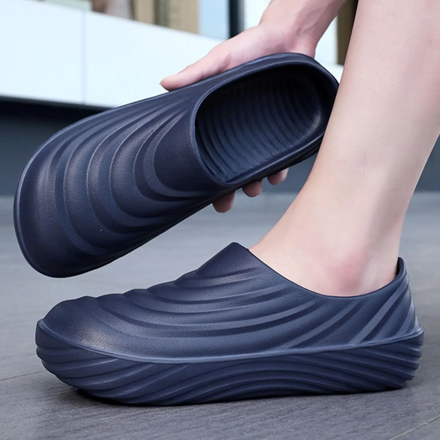 Men's Casual Dress Sneakers Men's and Work Shoes with Closure Toe Lightweight and Wear Solid Color Casual Shoes for