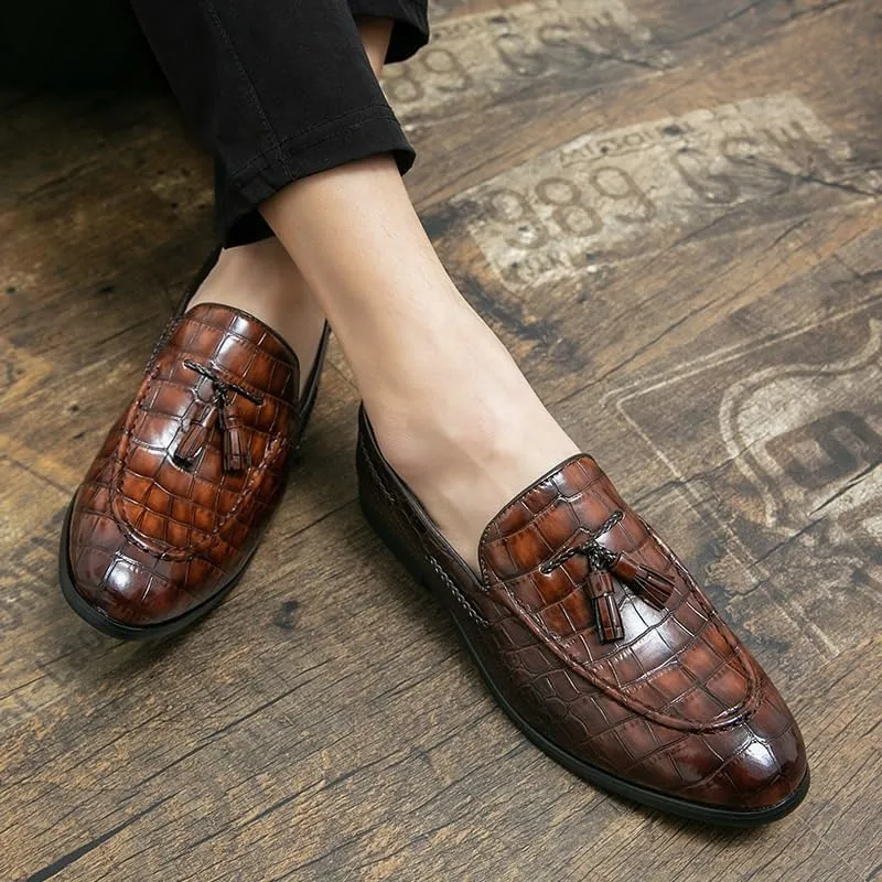 Mens Faux Faux Leather Driver Moccasins Adult Male Loafer Shoes Mens Leather Dress Casual Tassel Loafer Shoe