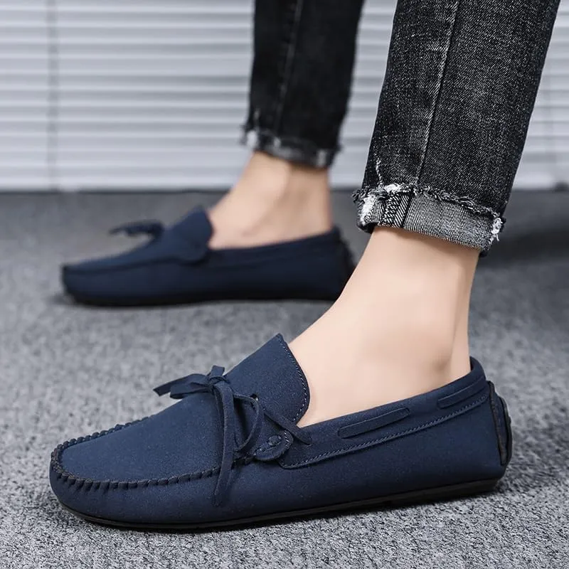 Men's Genuine Leather Loafers with Tassel, Suede Vamp, Deck Shoes with Stitching Details, Lightweight, Anti-Slip, Outdoor Slip-Ons