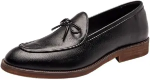 Men's Genuine Leather Tassel Leather Lined Dress Loafers Shoes Business Casual Shoes Soft Breathable Shoes