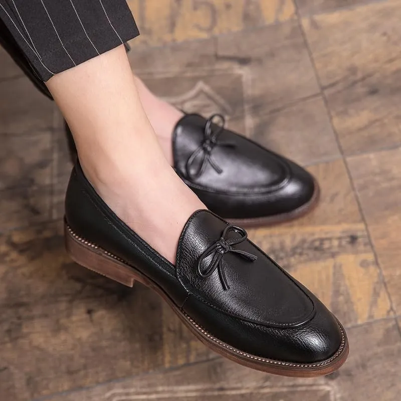 Men's Genuine Leather Tassel Leather Lined Dress Loafers Shoes Business Casual Shoes Soft Breathable Shoes