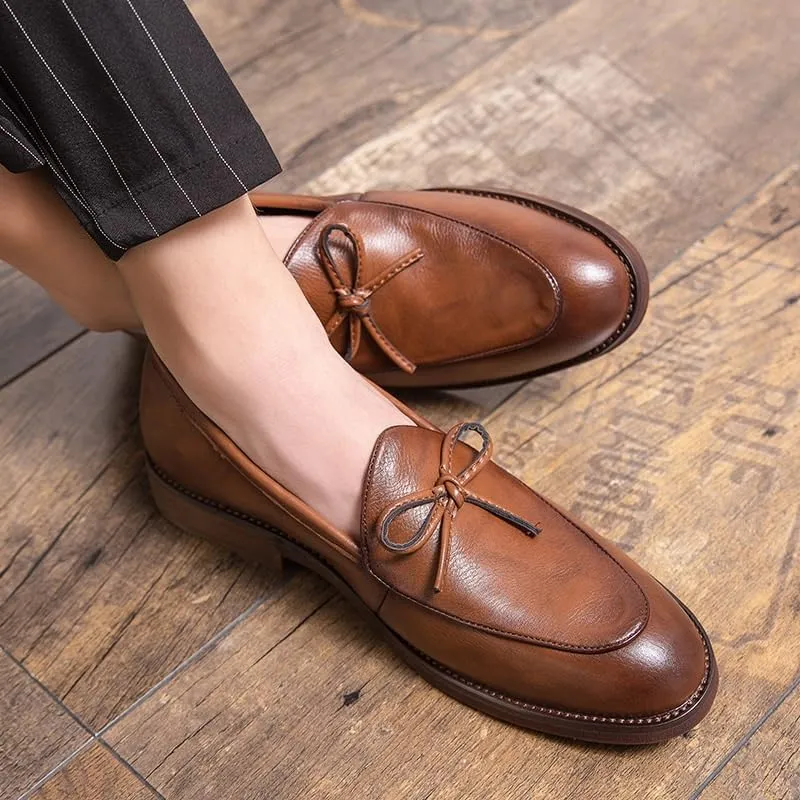 Men's Genuine Leather Tassel Leather Lined Dress Loafers Shoes Business Casual Shoes Soft Breathable Shoes