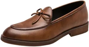 Men's Genuine Leather Tassel Leather Lined Dress Loafers Shoes Business Casual Shoes Soft Breathable Shoes