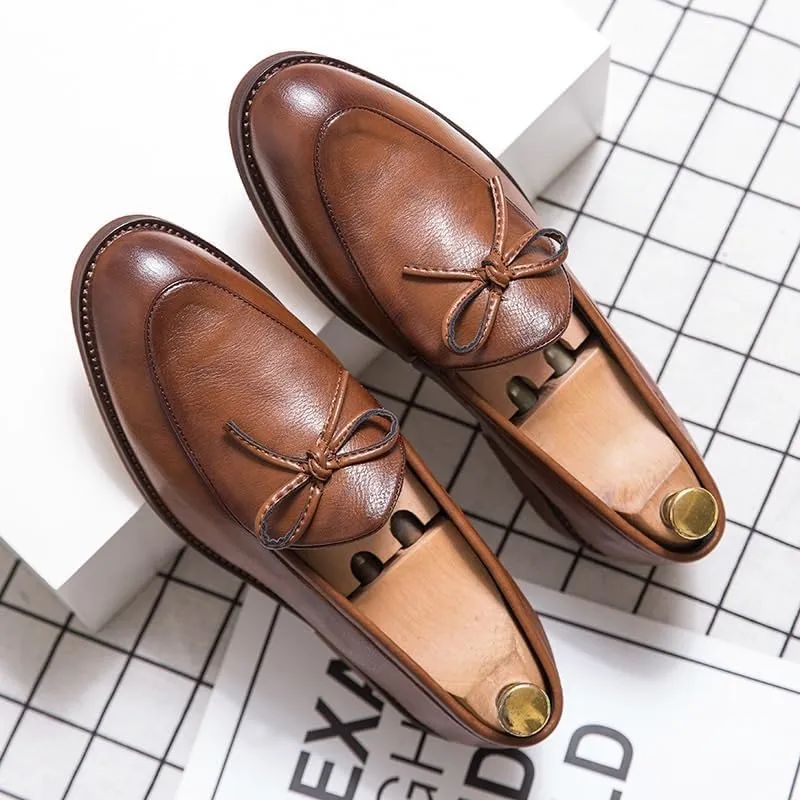 Men's Genuine Leather Tassel Leather Lined Dress Loafers Shoes Business Casual Shoes Soft Breathable Shoes