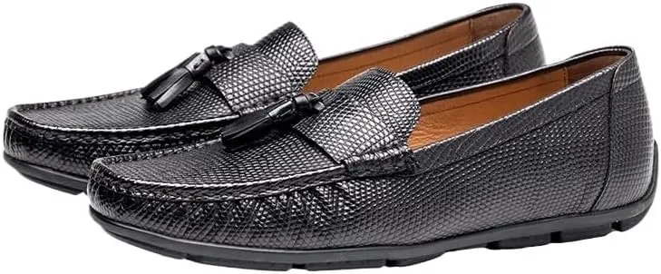 Men's Genuine Leather Tassel Loafers Driving Moccasins Slip On Casual Round Toe Shoes