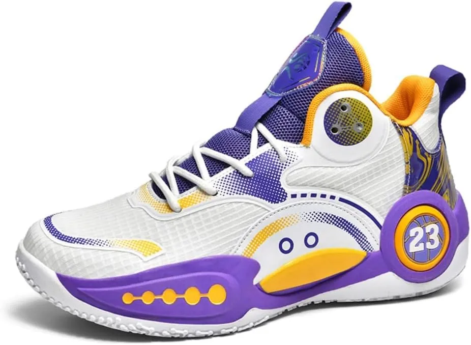 Men's High-Top Basketball Shoes Breathable Mesh, Cushioned Midsole, Textured Grip Outsole