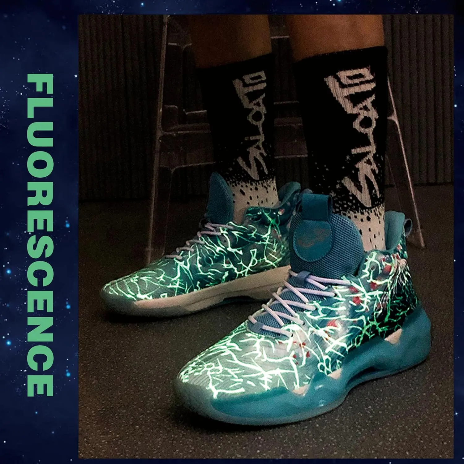 Men's High-Top Basketball ShoesWear-Resistant and Anti-Slip Soles Running Shoes Graffiti Design Fashionable Sports Shoes