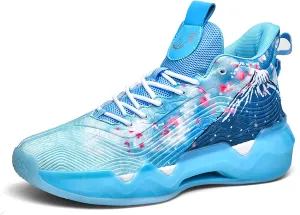 Men's High-Top Basketball ShoesWear-Resistant and Anti-Slip Soles Running Shoes Graffiti Design Fashionable Sports Shoes