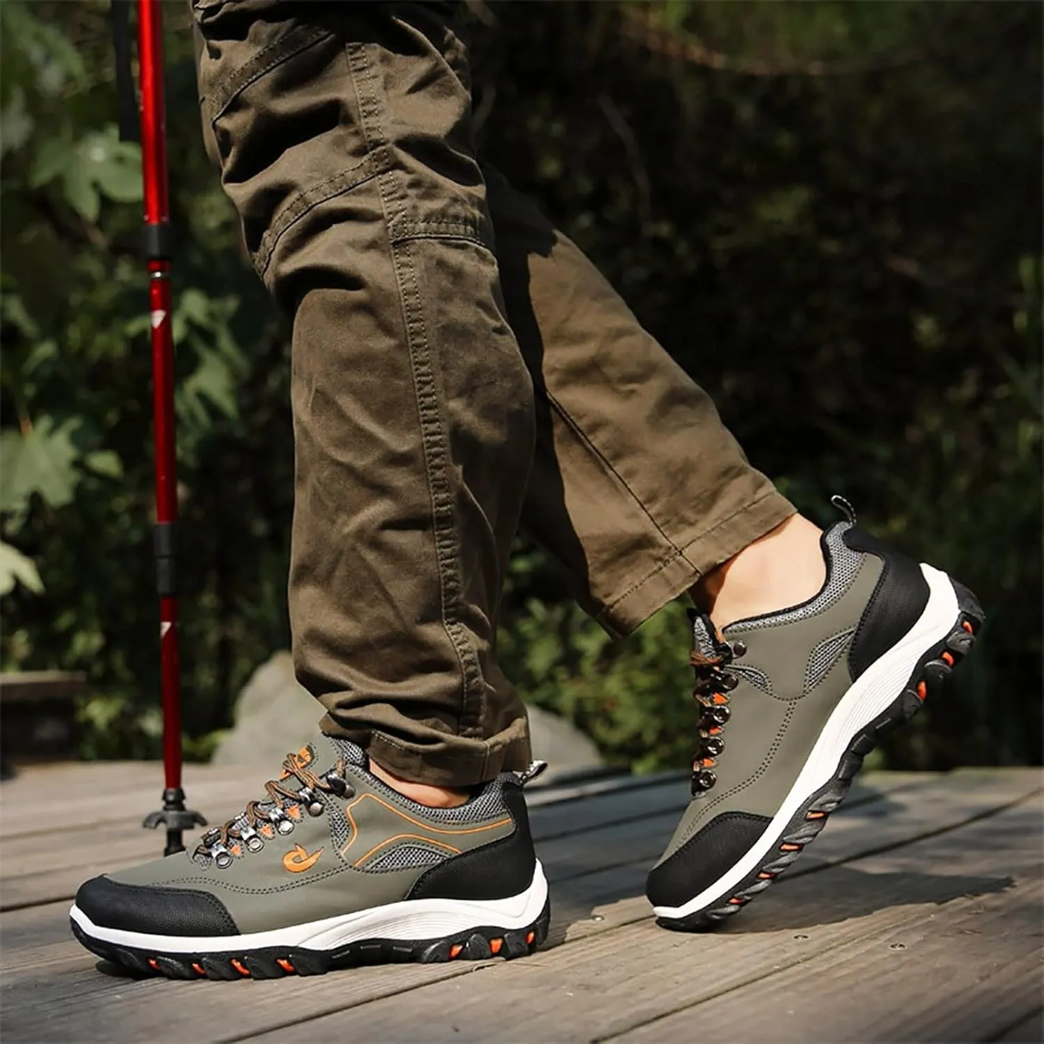 Men’s Hiking Shoes Breathable Lightweight Walking Shoes Slip on Workout Shoes for Trekking Camping Walking Fishing